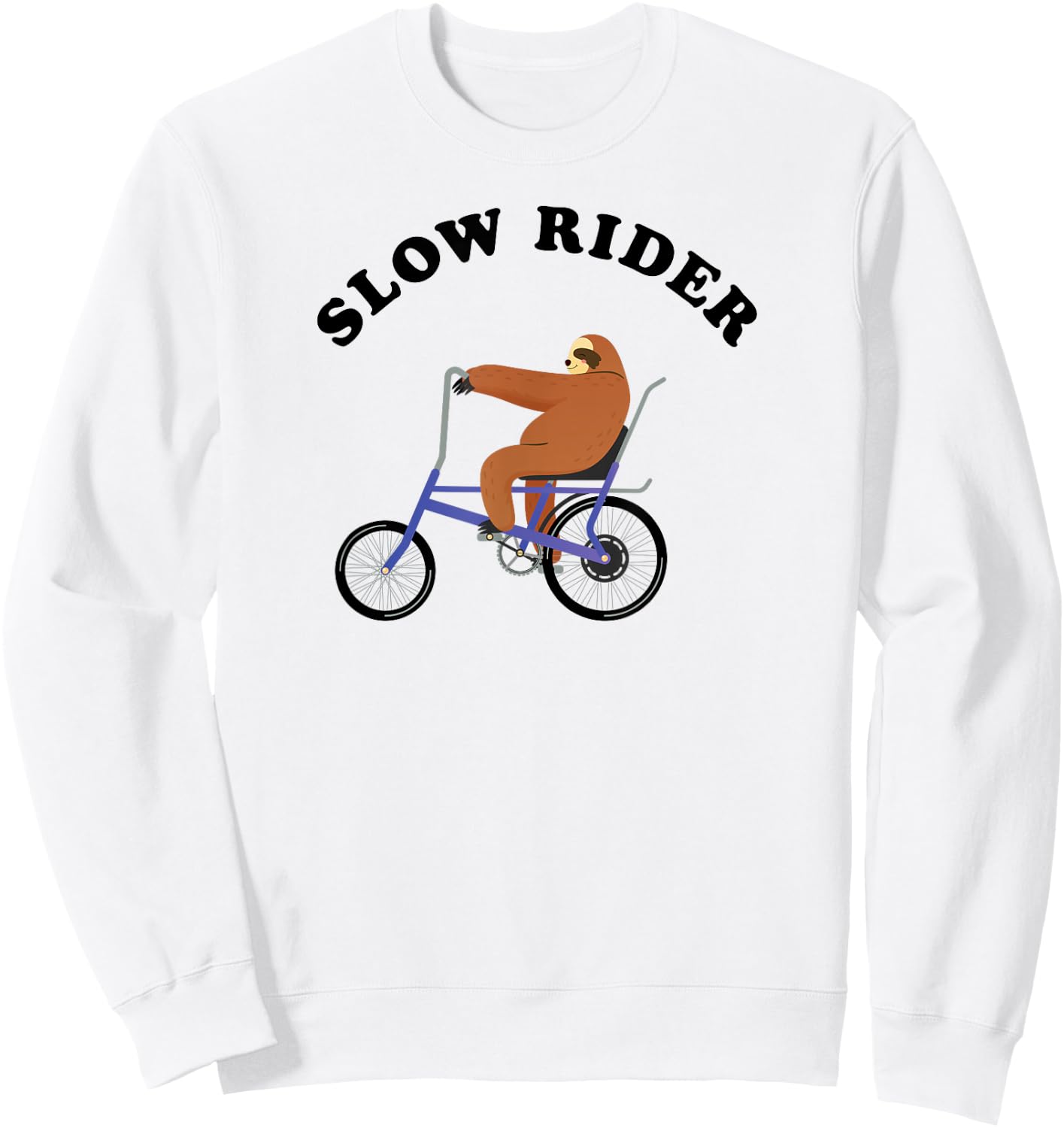 Slow Rider - Sloth Riding On Low RIder Vintage Bicycle Sweatshirt - Sweatshirt | White