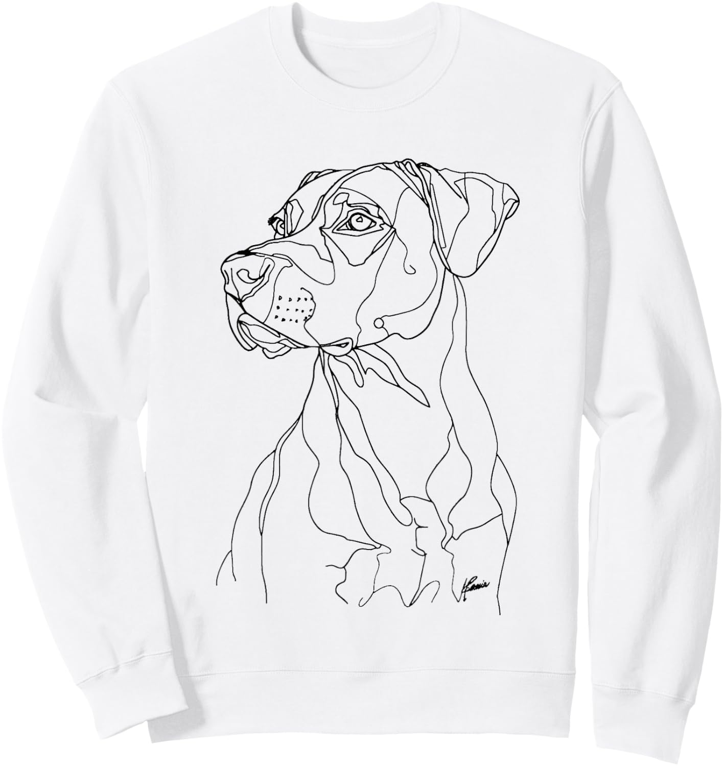 Black Mouth Cur Dog Line Art Minimalist Mom Dad Sweatshirt - Sweatshirt | White