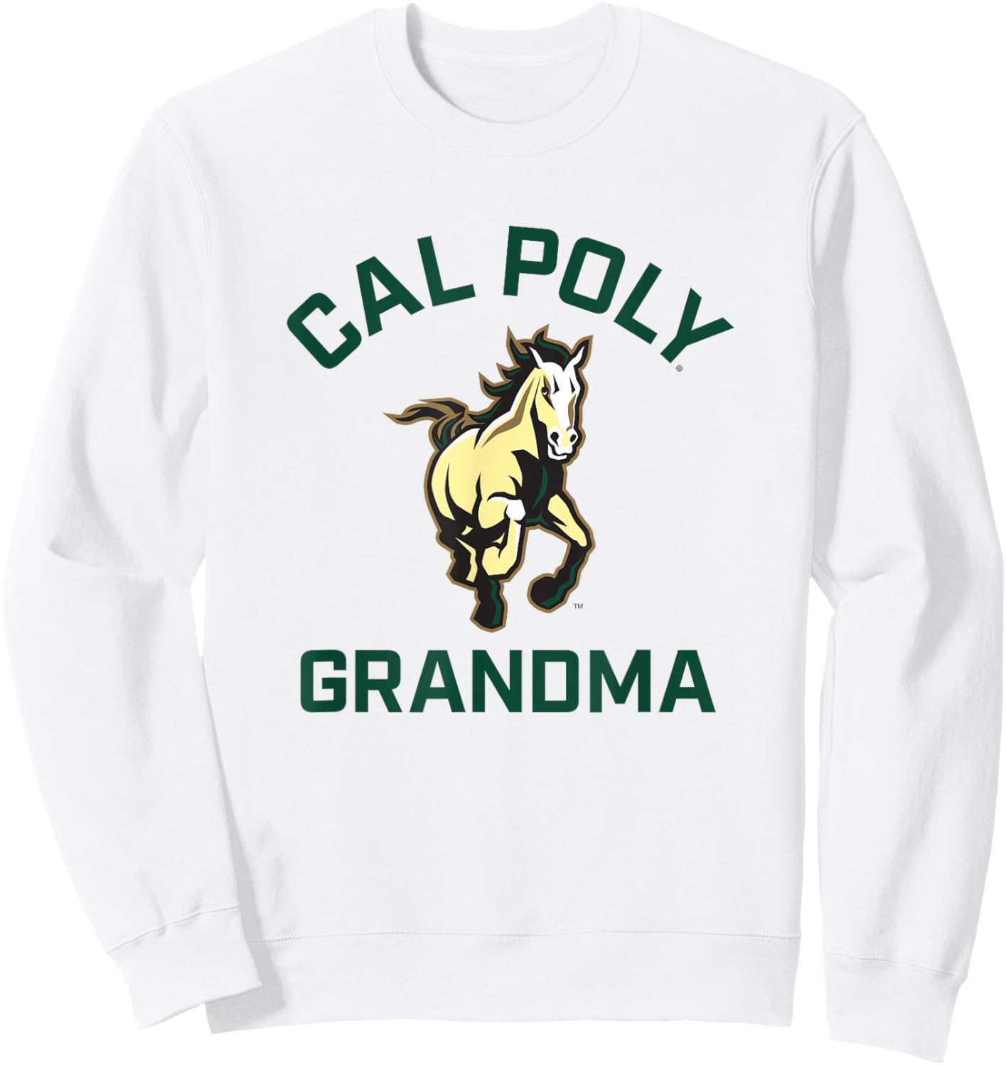 Cal Poly Mustangs Arched Grandma Sweatshirt - Sweatshirt | White