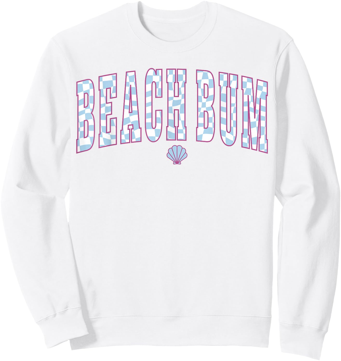 Beach Bum Ocean Checkerboard Coastal Summer Beachy Babe Sweatshirt - Sweatshirt | White