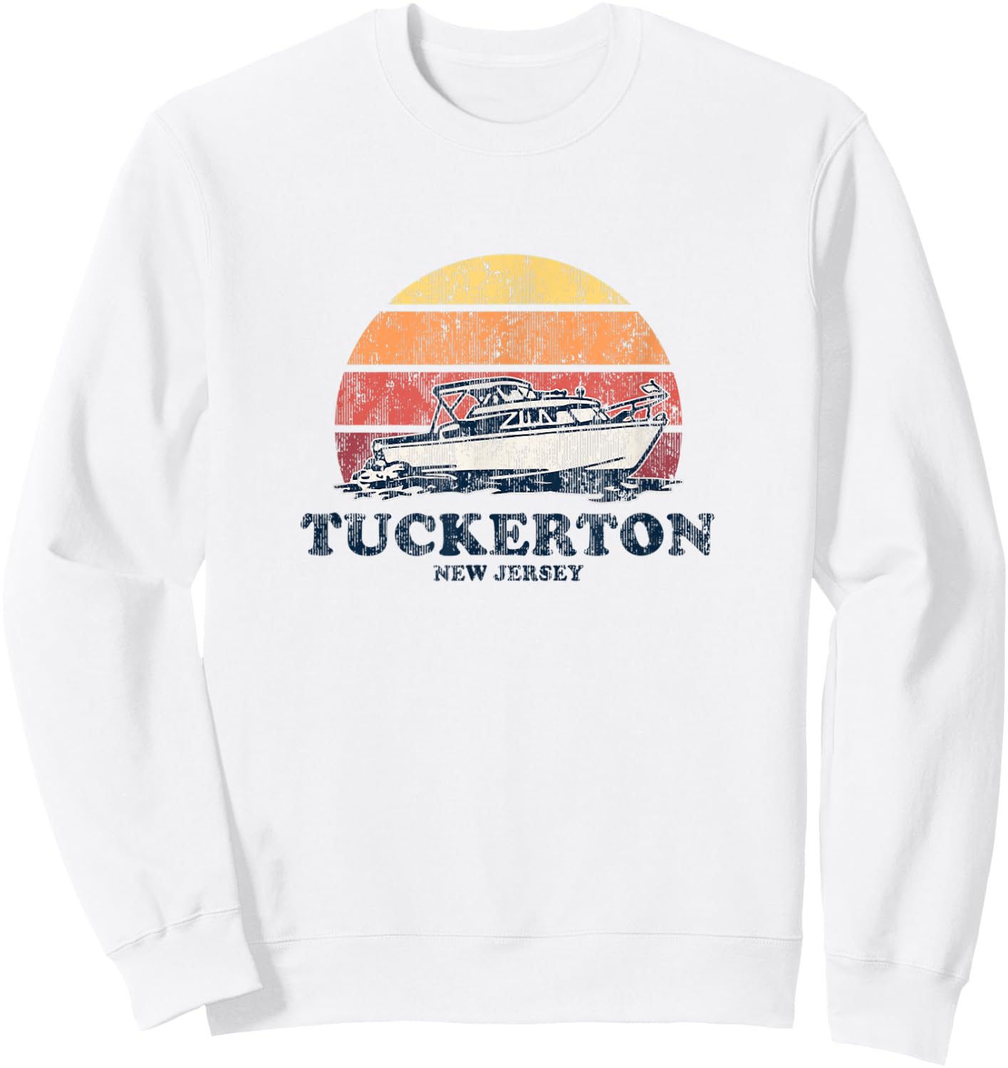 Tuckerton NJ Vintage Boating 70s Retro Boat Design Sweatshirt - Sweatshirt | White
