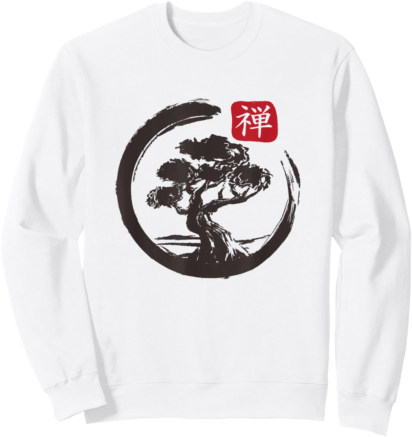 Bonsai Tree In Japanese Zen Buddhist Spiritual nature Sweatshirt - Sweatshirt | White