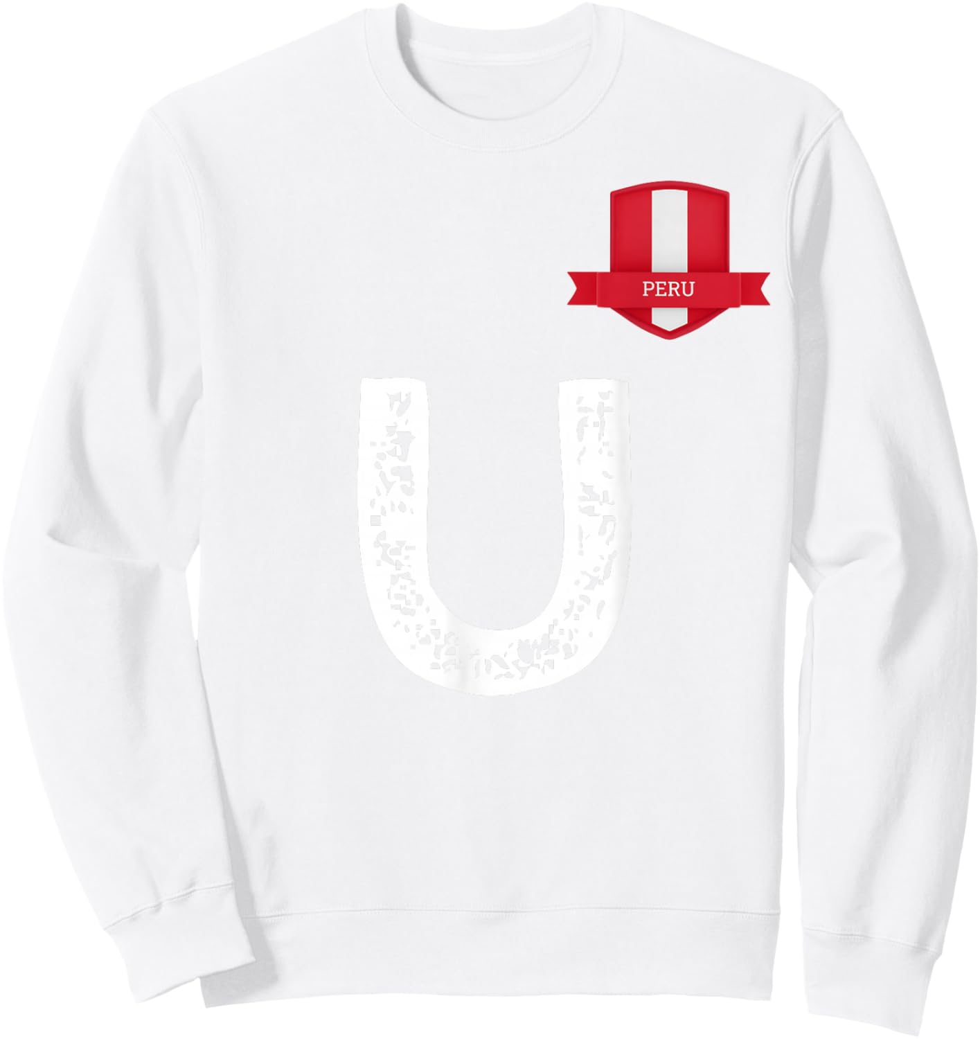 Peru Human-Flag Letter U Peru Sweatshirt - Sweatshirt | White