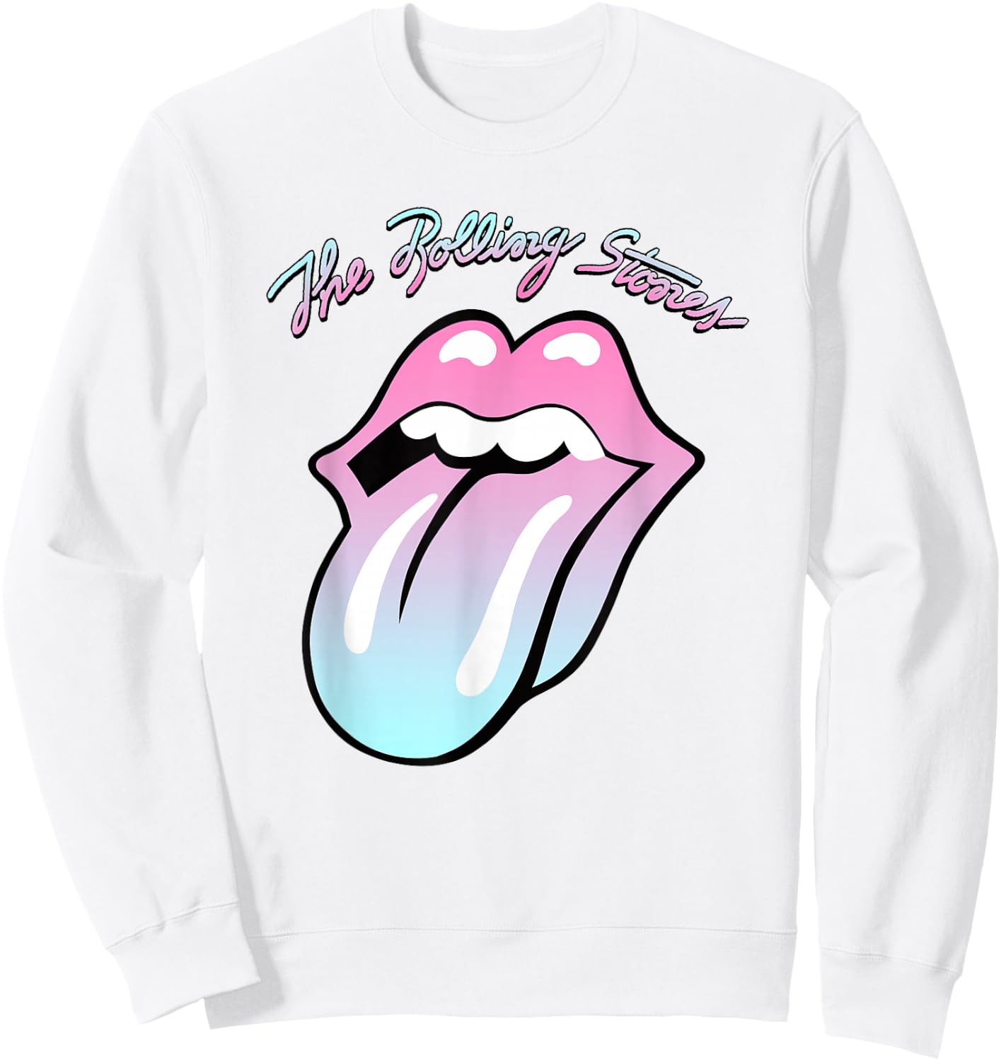 Official Rolling Stones Gradient Tongue Yellow Sweatshirt - Sweatshirt | White
