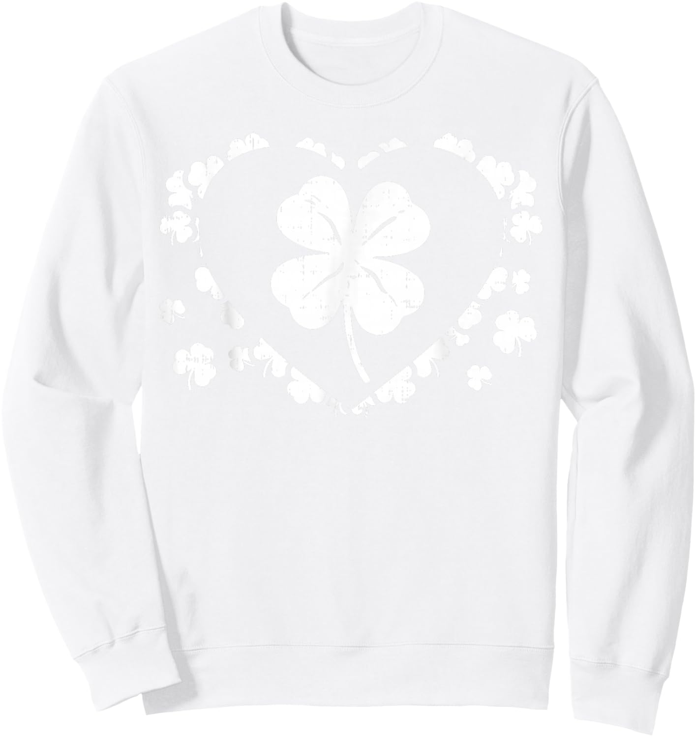 Shamrock Heart Four Leaf Clover Lucky St Patricks Day Gift Sweatshirt - Sweatshirt | White