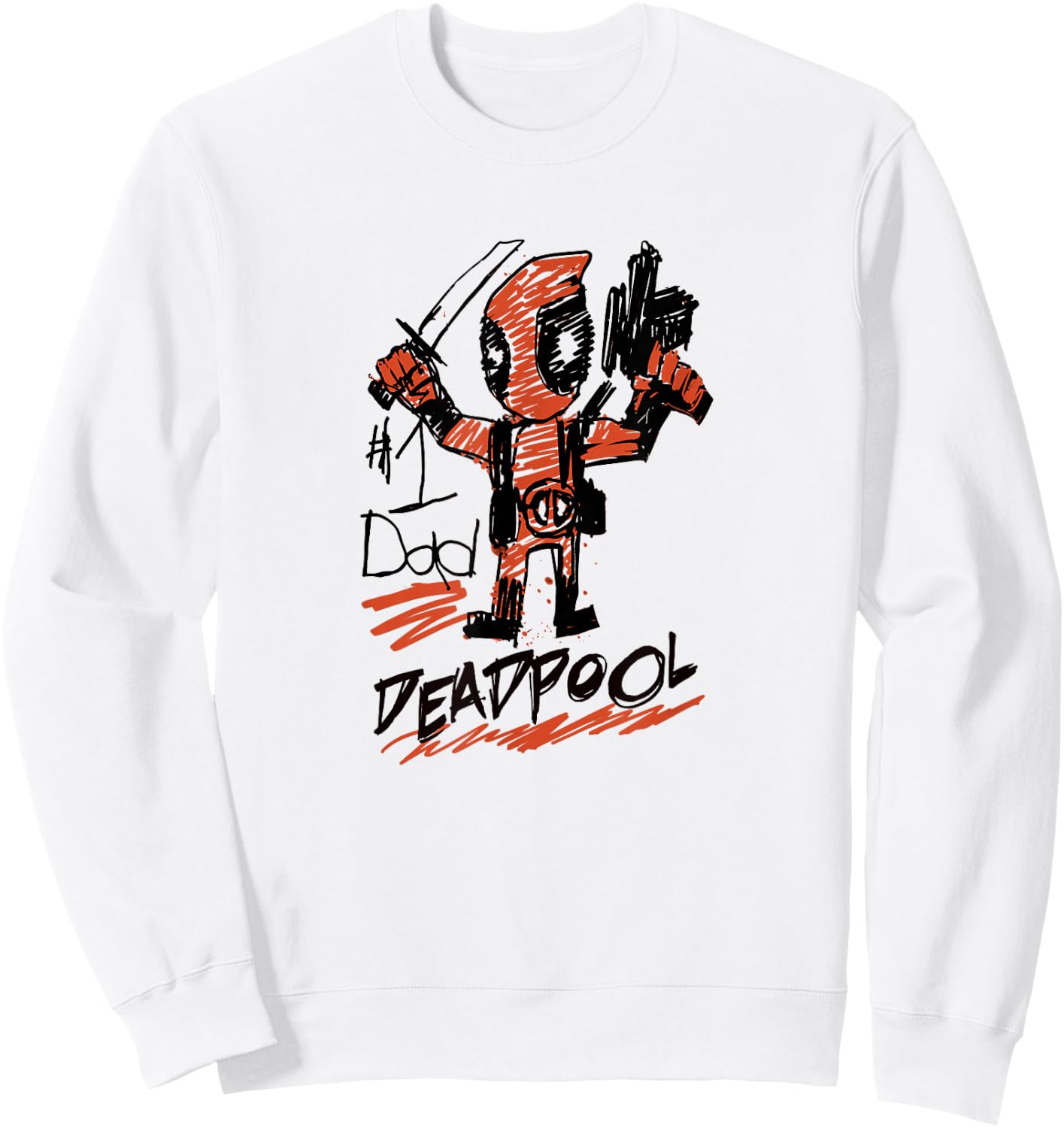 Marvel Deadpool #1 Dad Deadpool Sketch Father's Day Sweatshirt - Sweatshirt | White