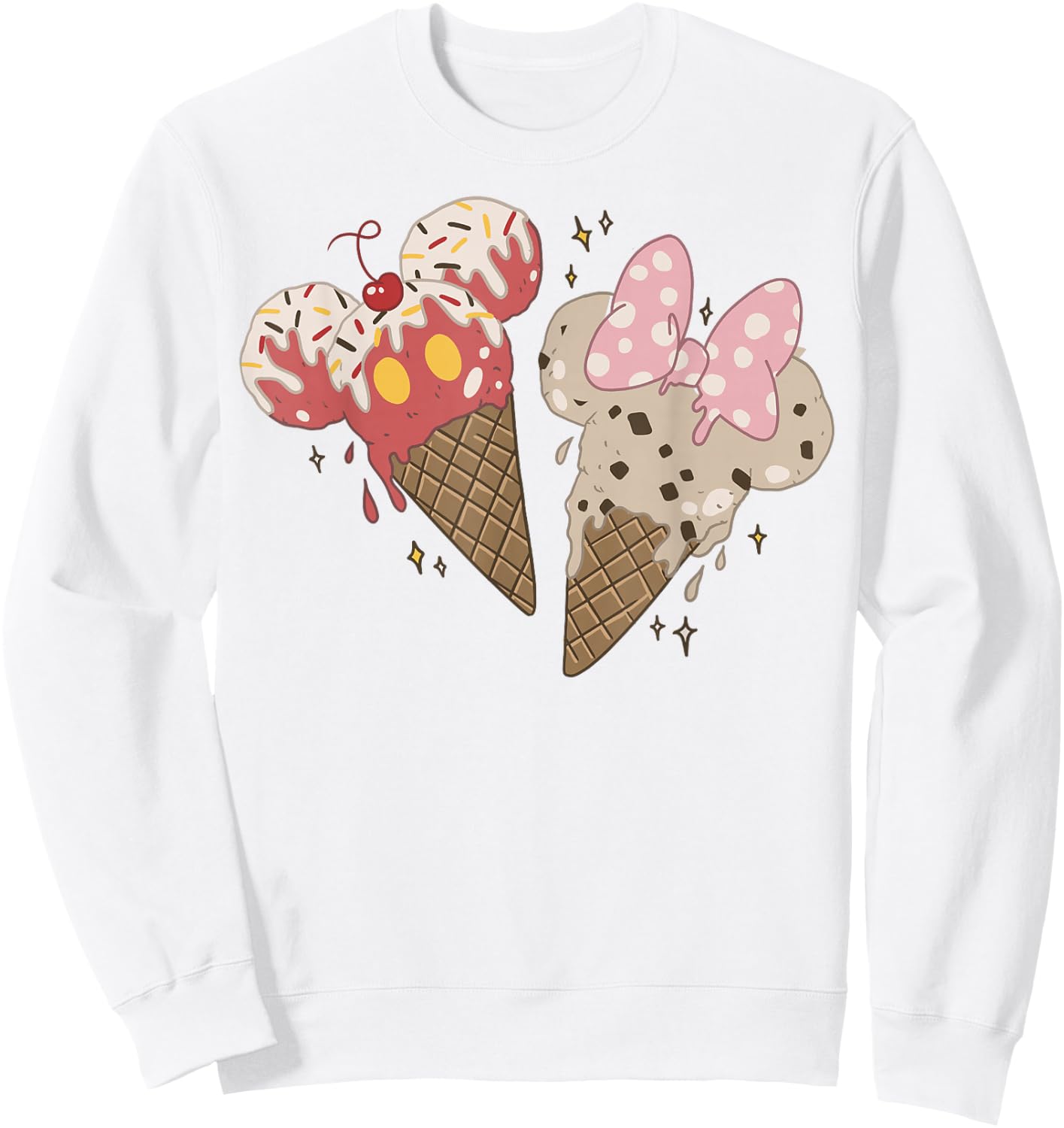 Disney Mickey And Friends Mickey & Minnie Ice Cream Cones Short Sleeve Sweatshirt - Sweatshirt | White