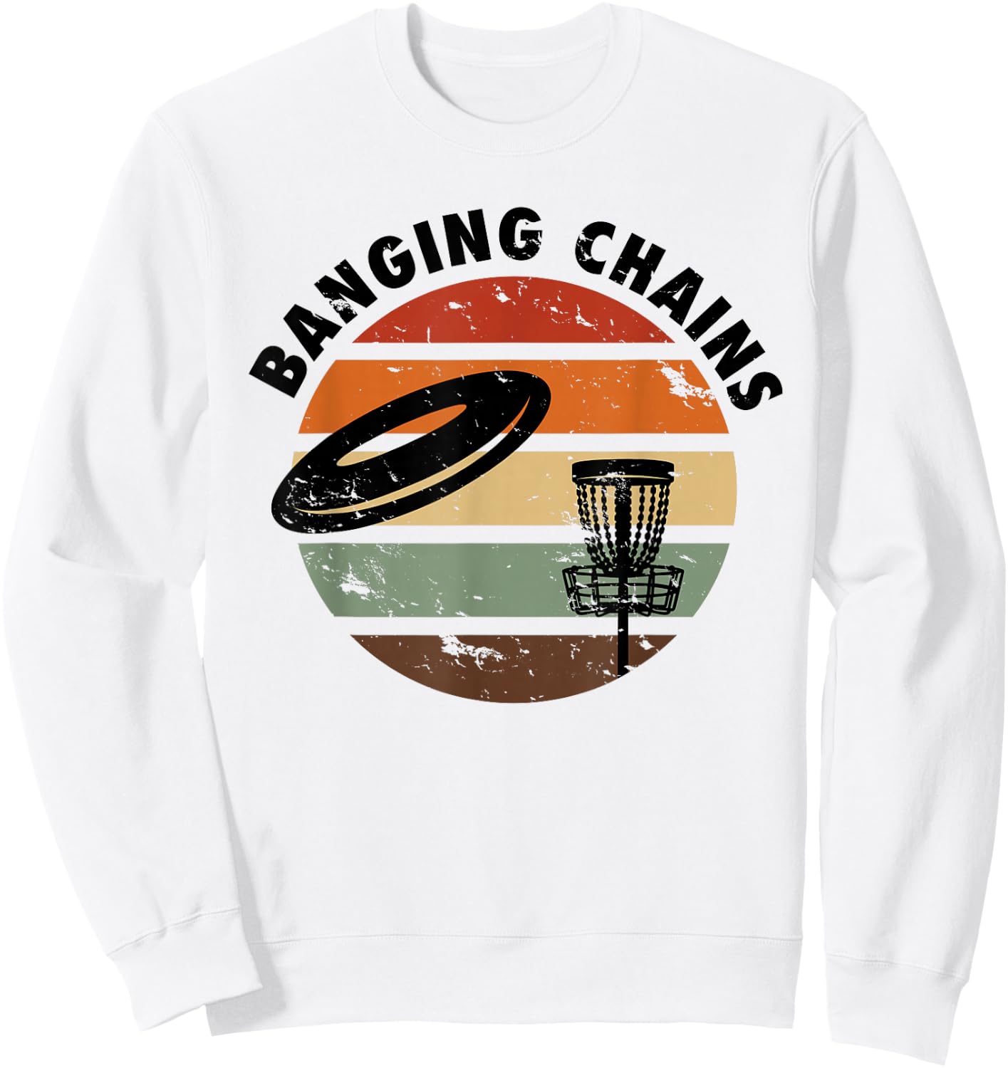 Banging Chains Disc Golf Retro Frisbee Sweatshirt - Sweatshirt | White