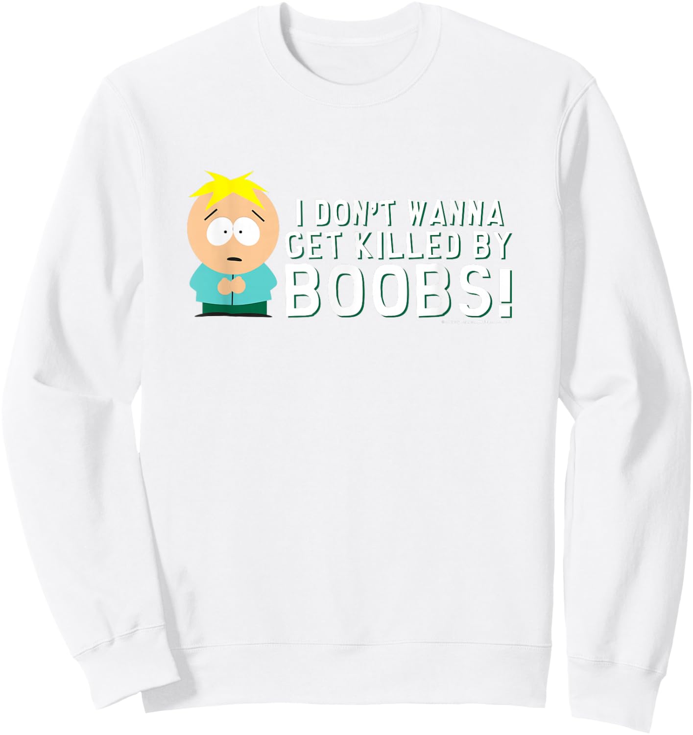 South Park Butters Killed By Boobs Sweatshirt - Sweatshirt | White