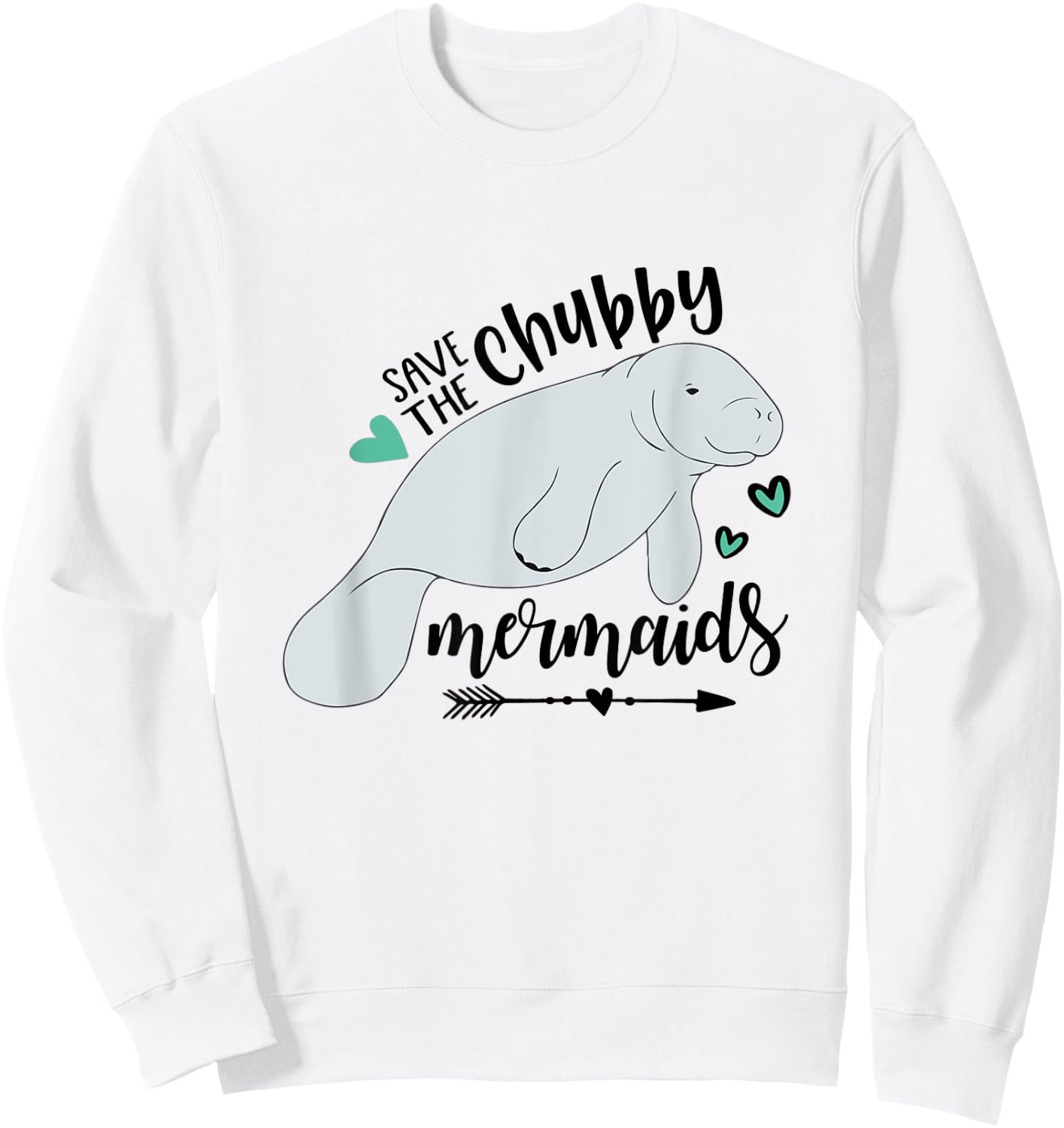 Save The Chubby Mermaid Top Walrus Lover Present Seahorse Sweatshirt - Sweatshirt | White