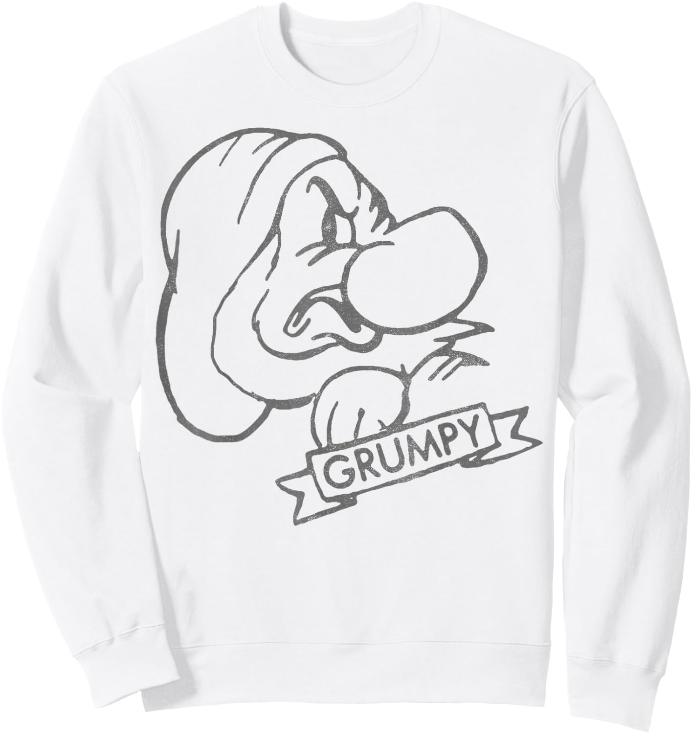Disney Snow White Grumpy Line Art Big Face Sweatshirt - Sweatshirt | White