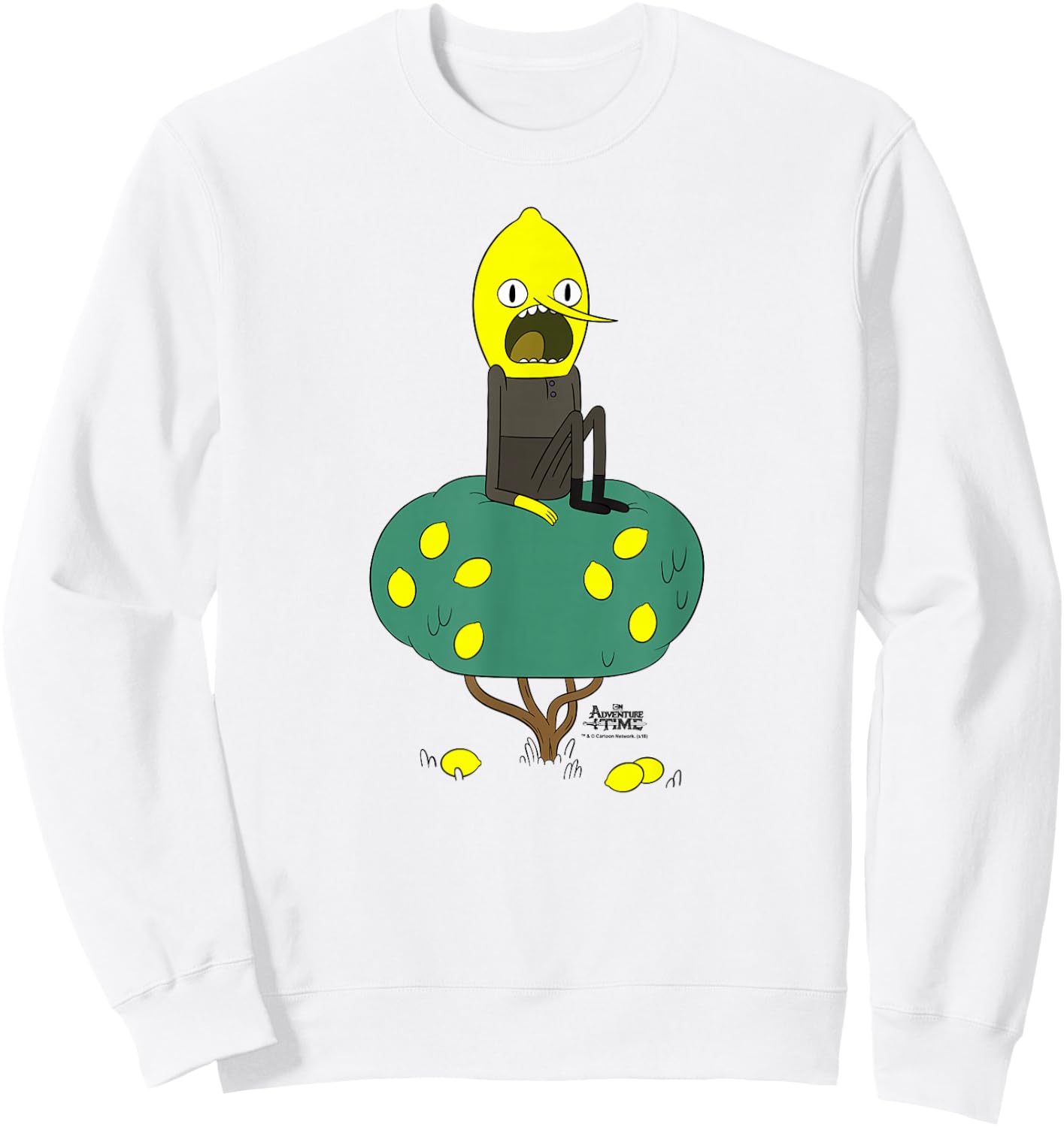Cartoon Network Adventure Time Lemongrab Tree , Men's, Blue, Small, Short Sleeve, Classic Fit, Cotton 60% Polyester 40% Sweatshirt - Sweatshirt | White