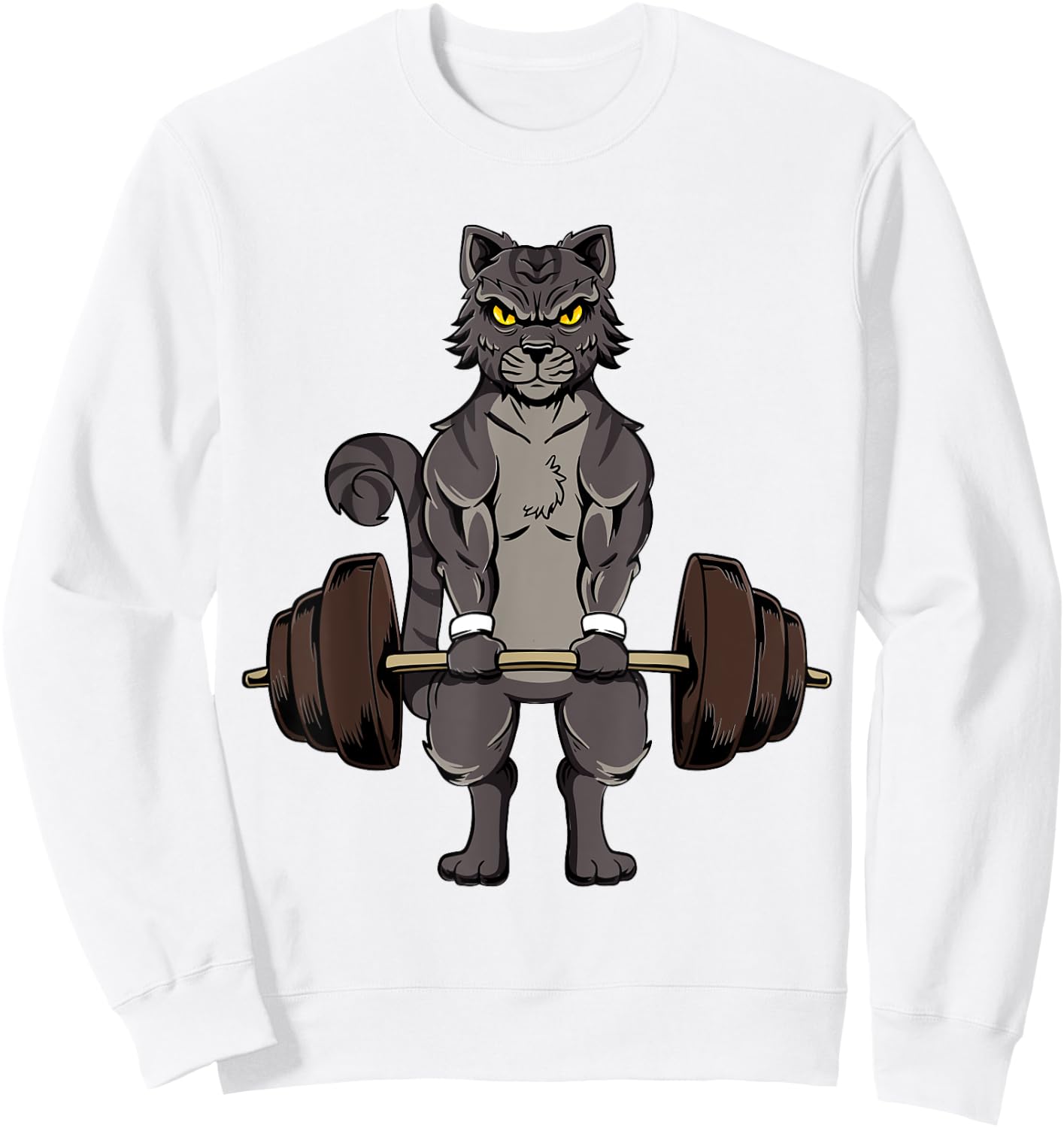 Deadlifting Cat Gym Workout Kitten Deadlifting Weightlifting Women Sweatshirt - Sweatshirt | White