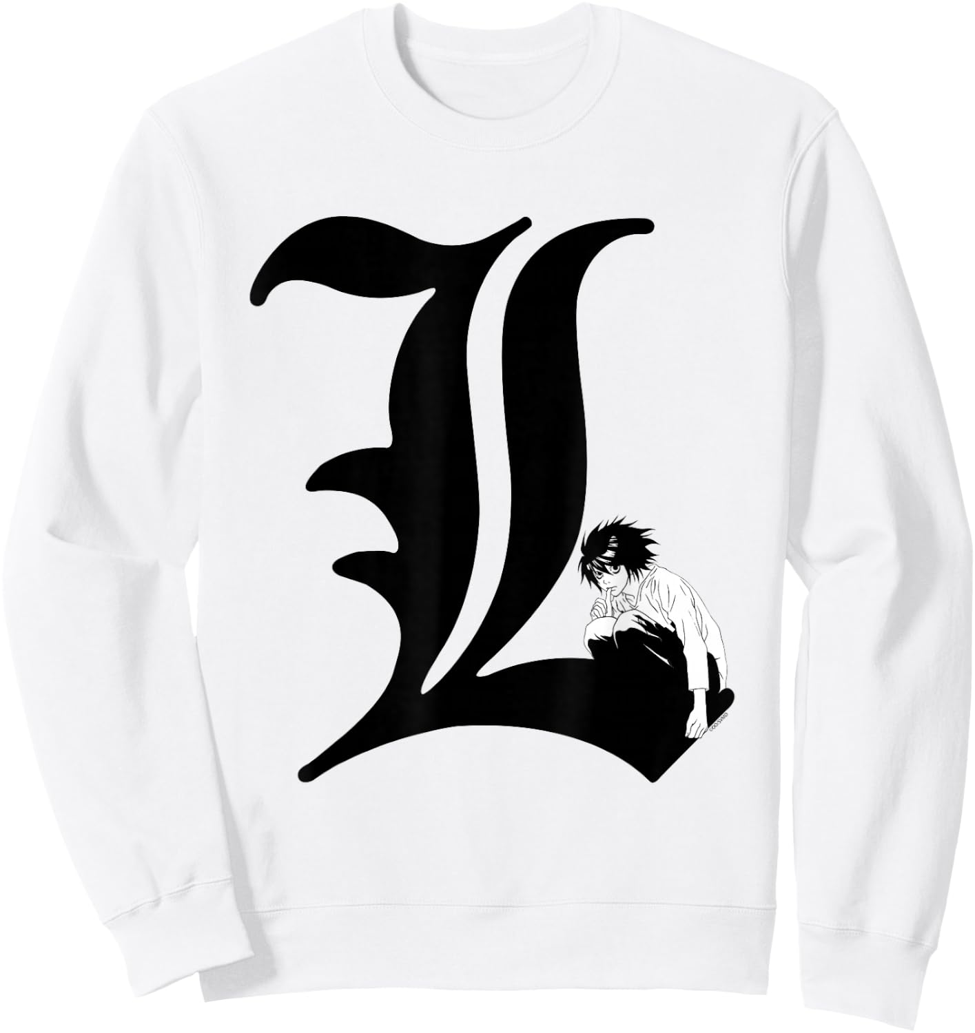 Death Note L Symbol Anime Sweatshirt - Sweatshirt | White