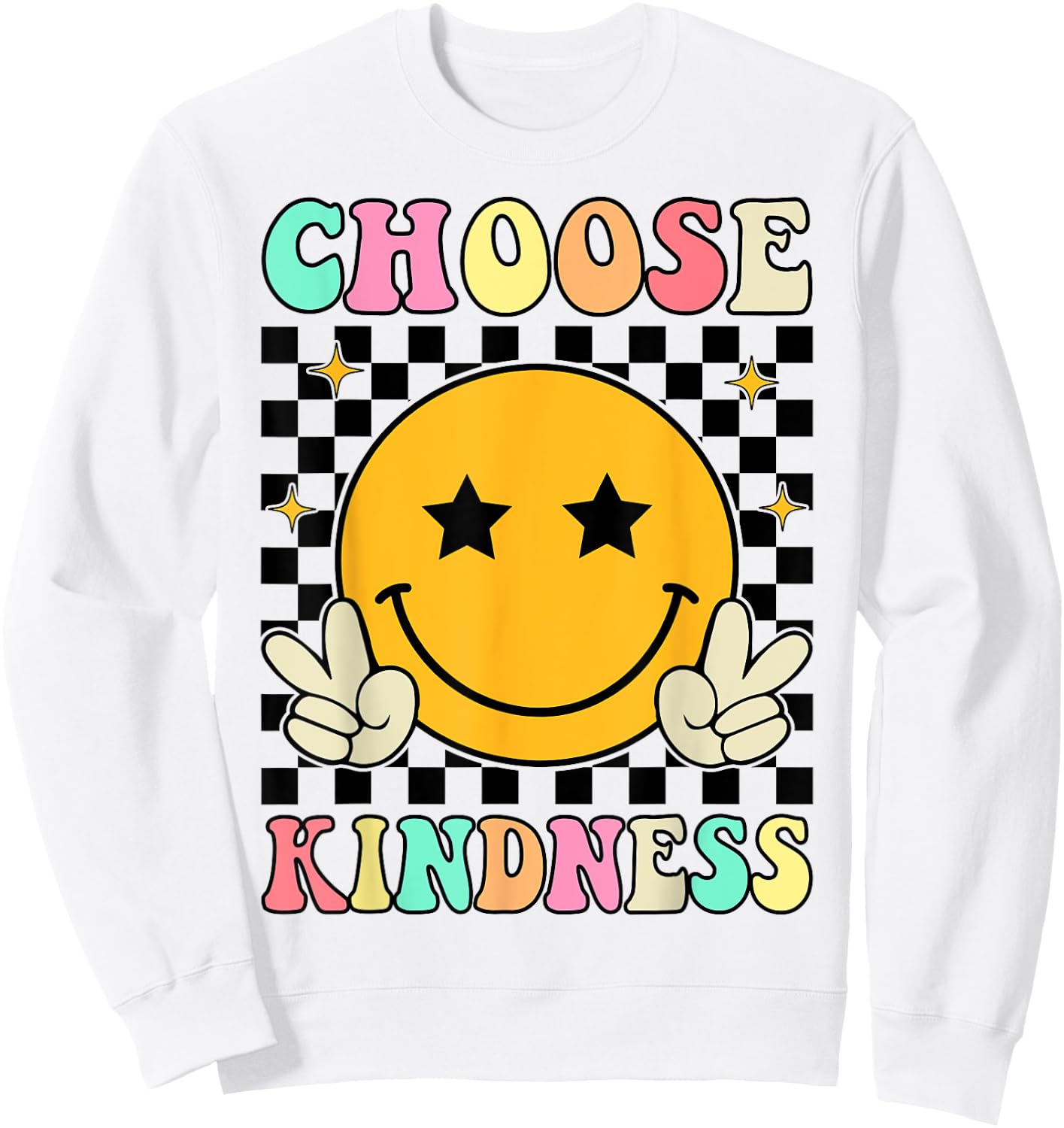 Choose Kindness Retro Groovy Kindness Inspirational , Small Sweatshirt - Sweatshirt | White