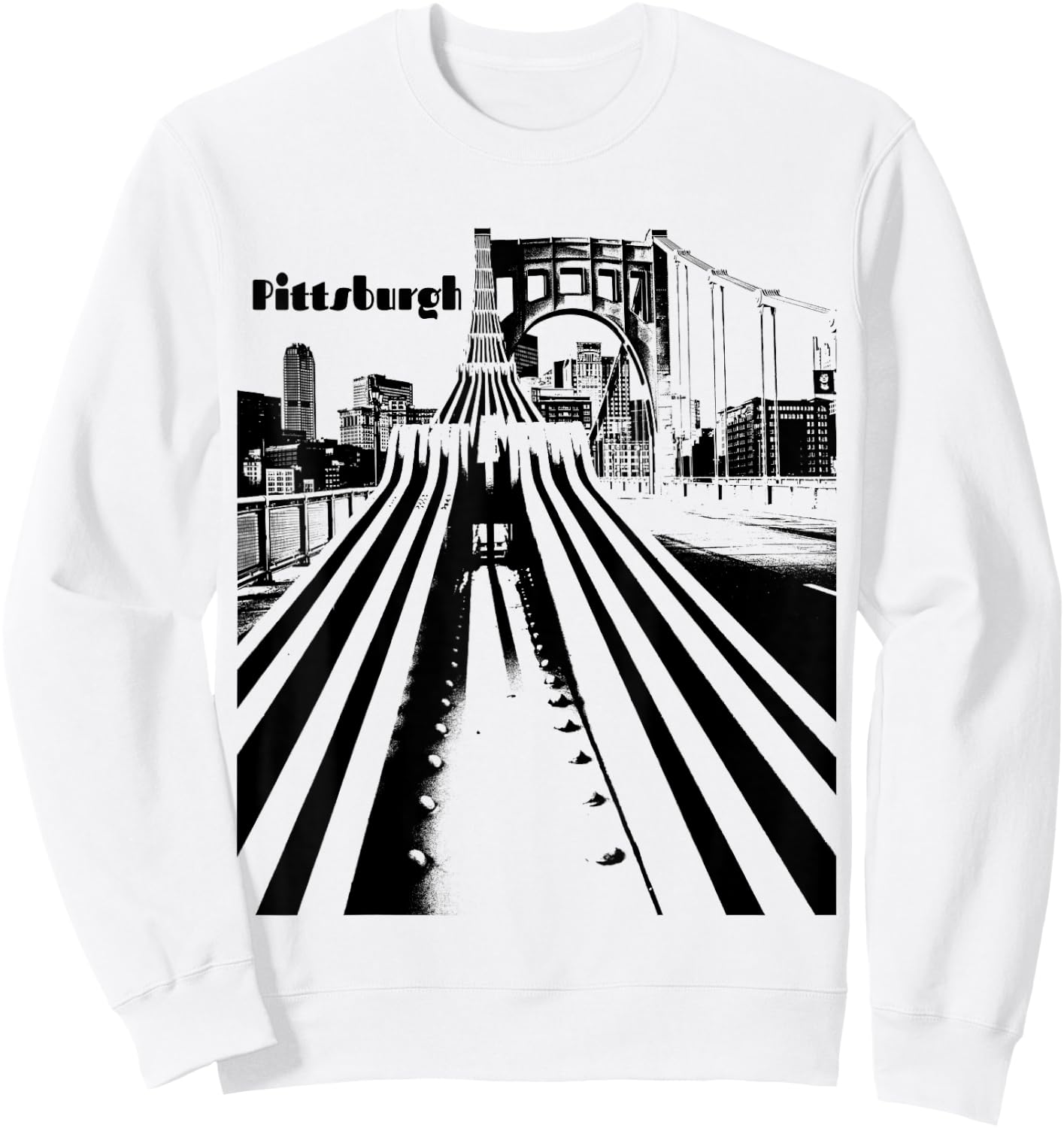 Pittsburgh City Skyline Bridge Steel City Pennsylvania 412 Sweatshirt - Sweatshirt | White