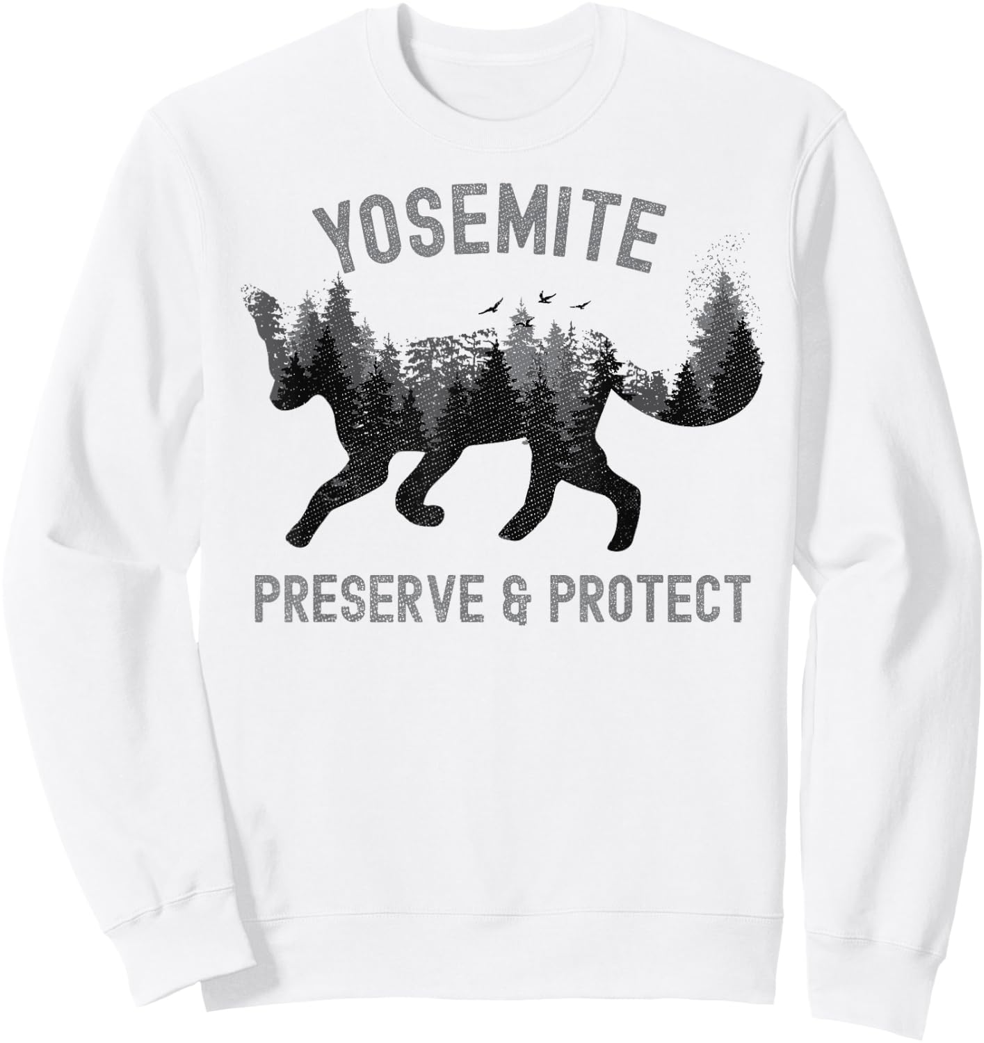Preserve & Protect Fox Yosemite Vintage Wildlife Sweatshirt - Sweatshirt | White