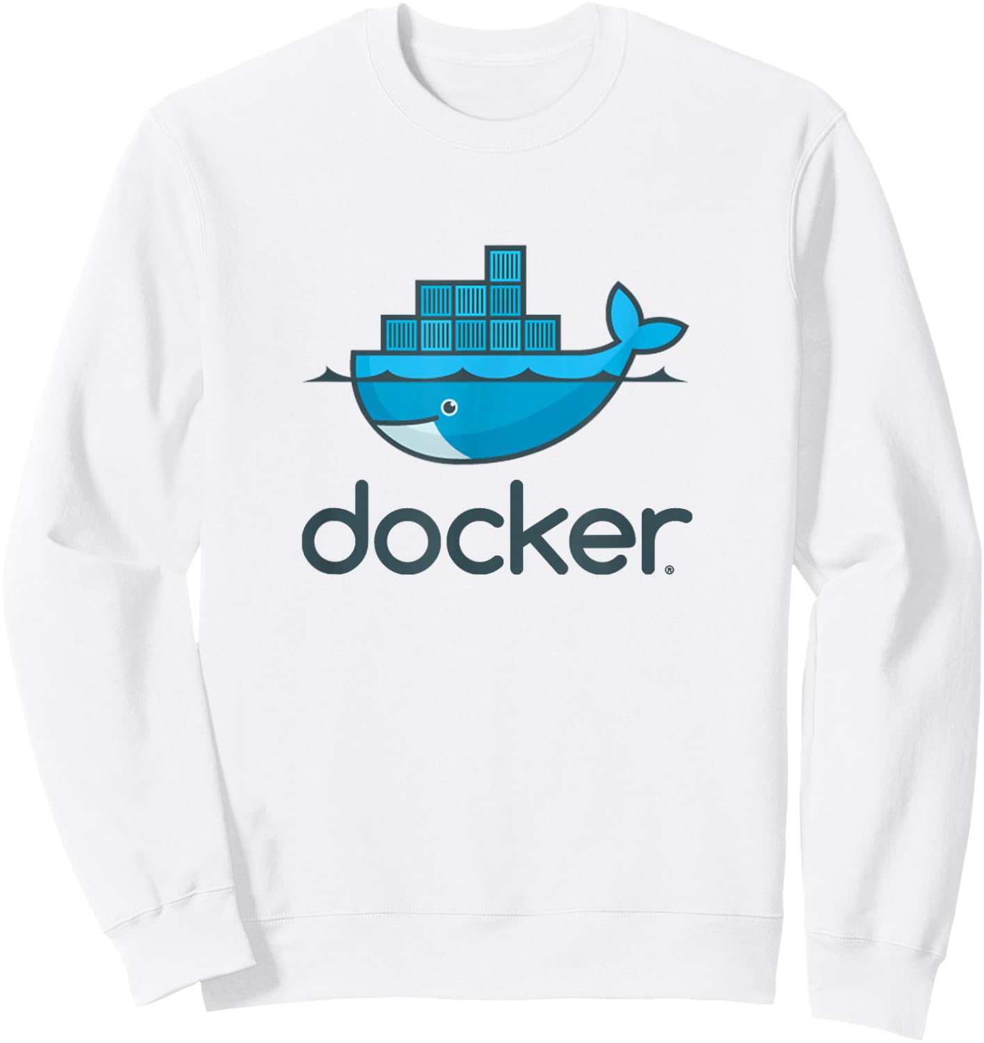 Docker logo container Linux DevOps programming coding Sweatshirt - Sweatshirt | White