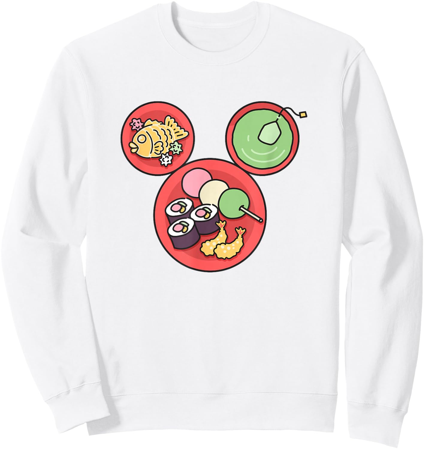 Disney Mickey and Friends Japanese Food Plates Mickey Ears Sweatshirt - Sweatshirt | White