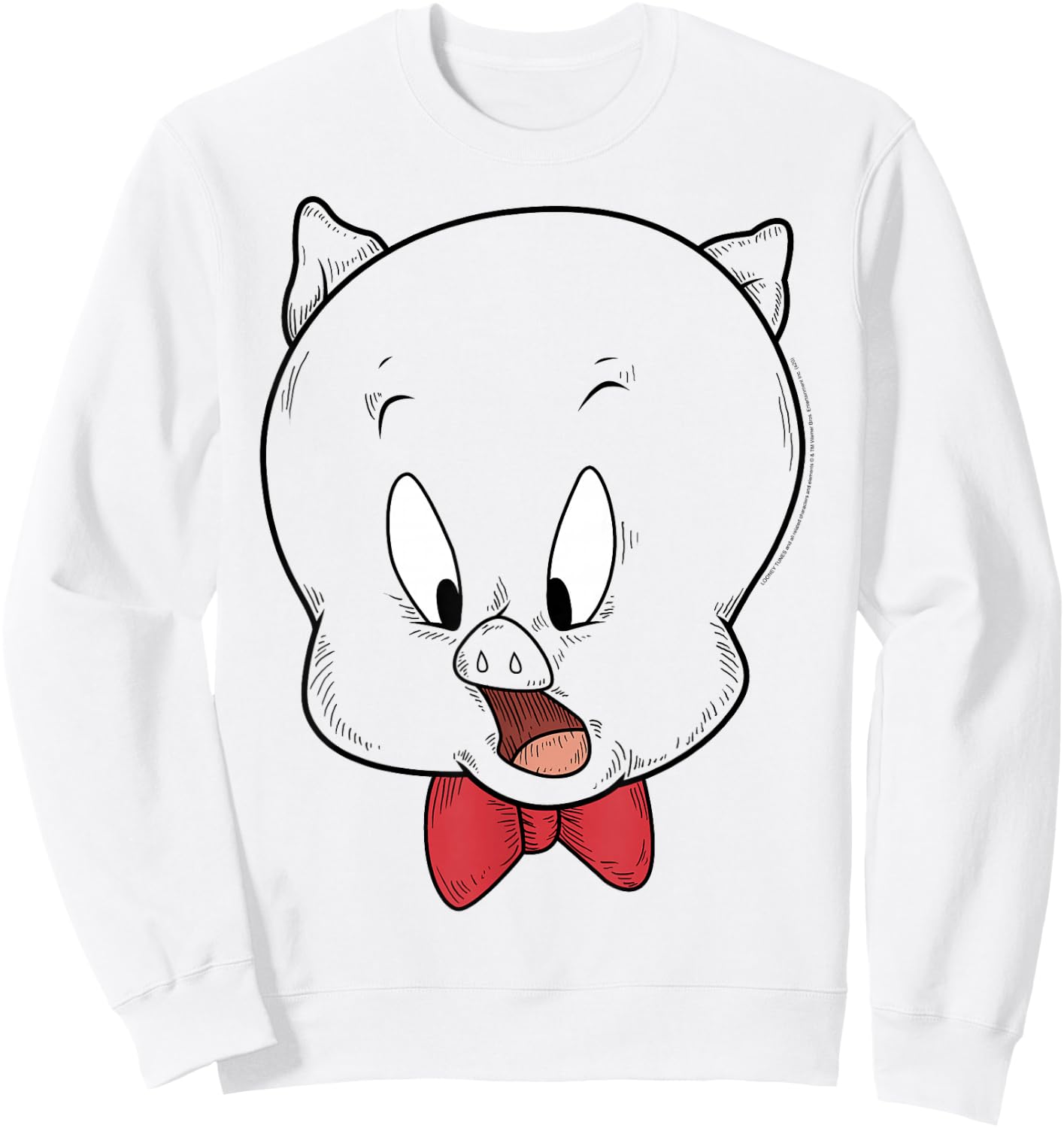 Looney Tunes Porky Pig Face Line Art Sweatshirt - Sweatshirt | White