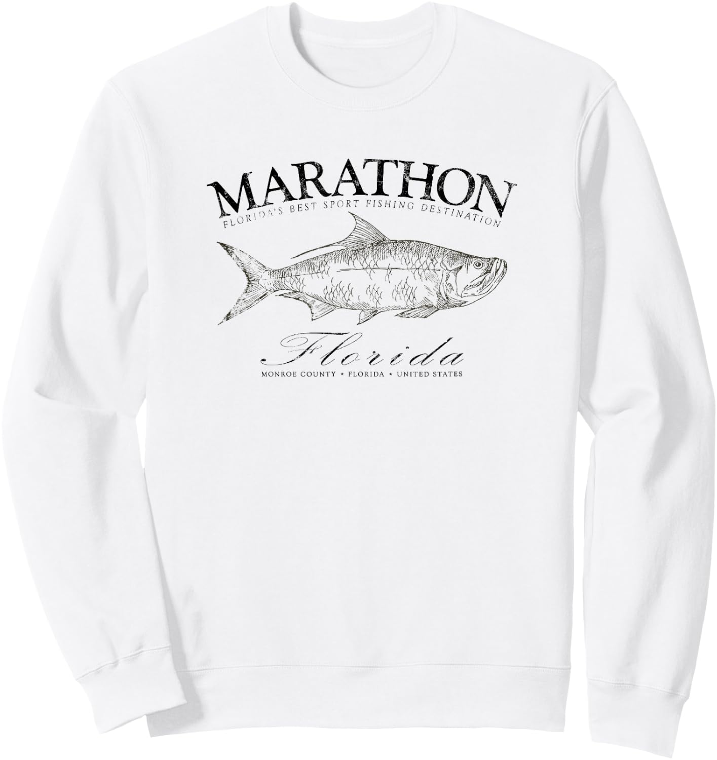 Marathon Tarpon Fishing in Monroe County Florida Sweatshirt - Sweatshirt | White