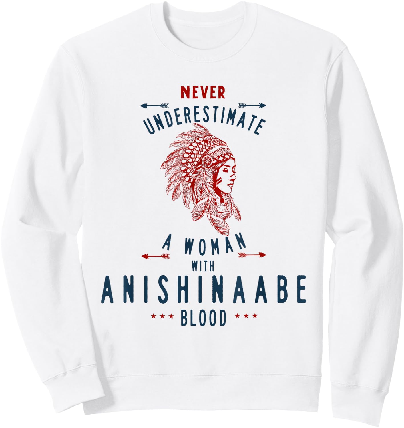 Anishinaabe Native American Indian Woman No Underestimate Sweatshirt - Sweatshirt | White