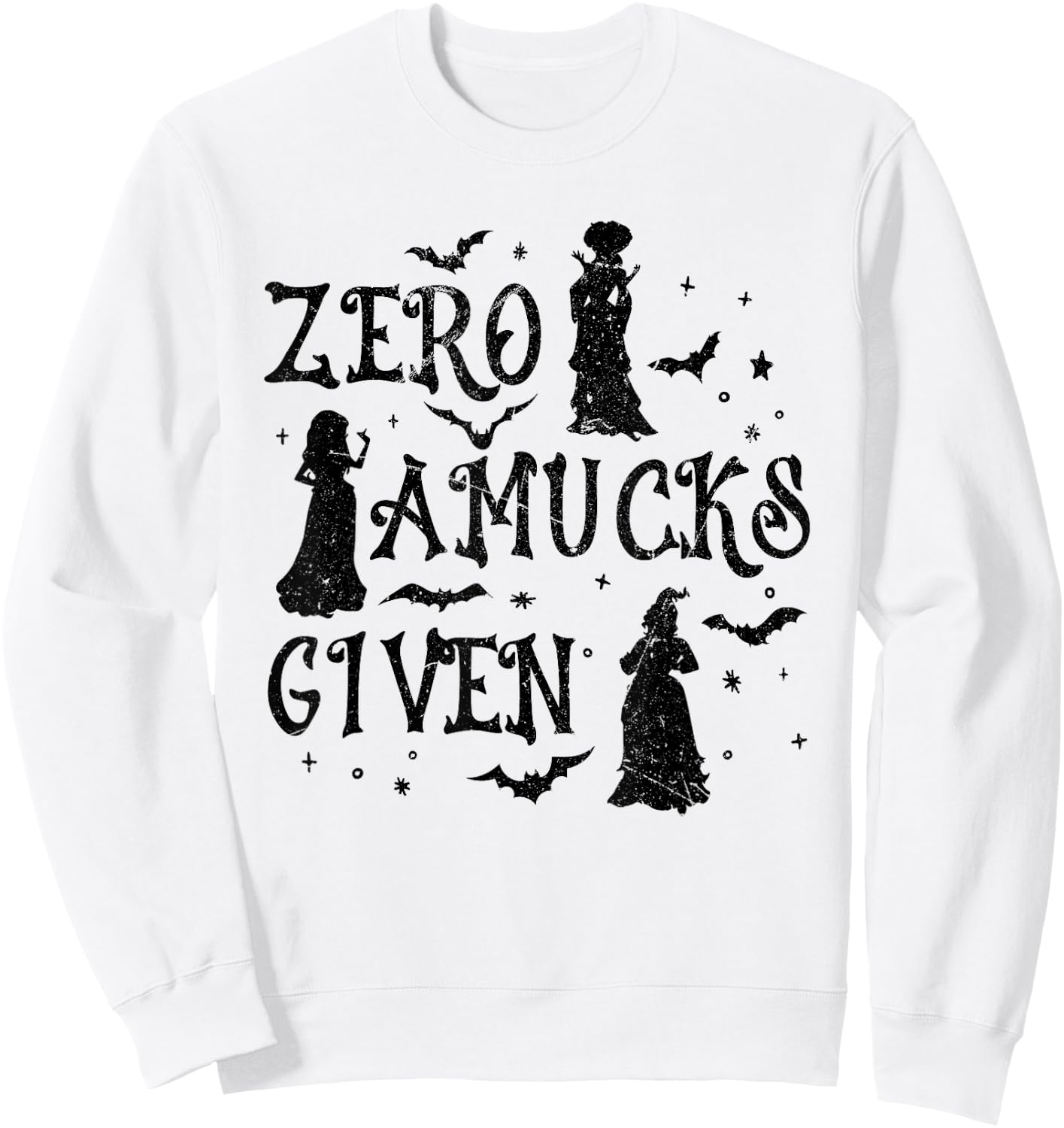 Zero Amucks Given Witches Bats Halloween Sweatshirt - Sweatshirt | White