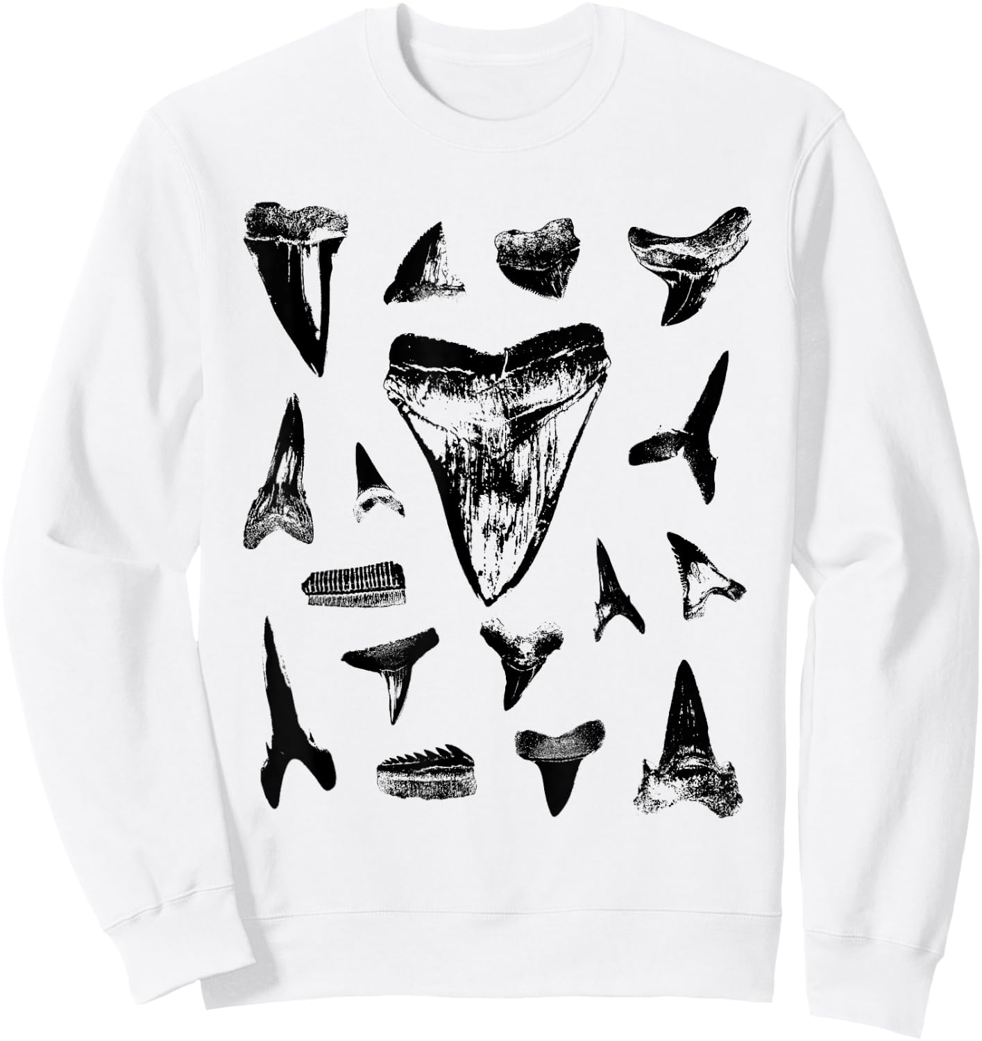 Shark Teeth Fossil Hunter Collector Multi Tooth Rock Hound Sweatshirt - Sweatshirt | White