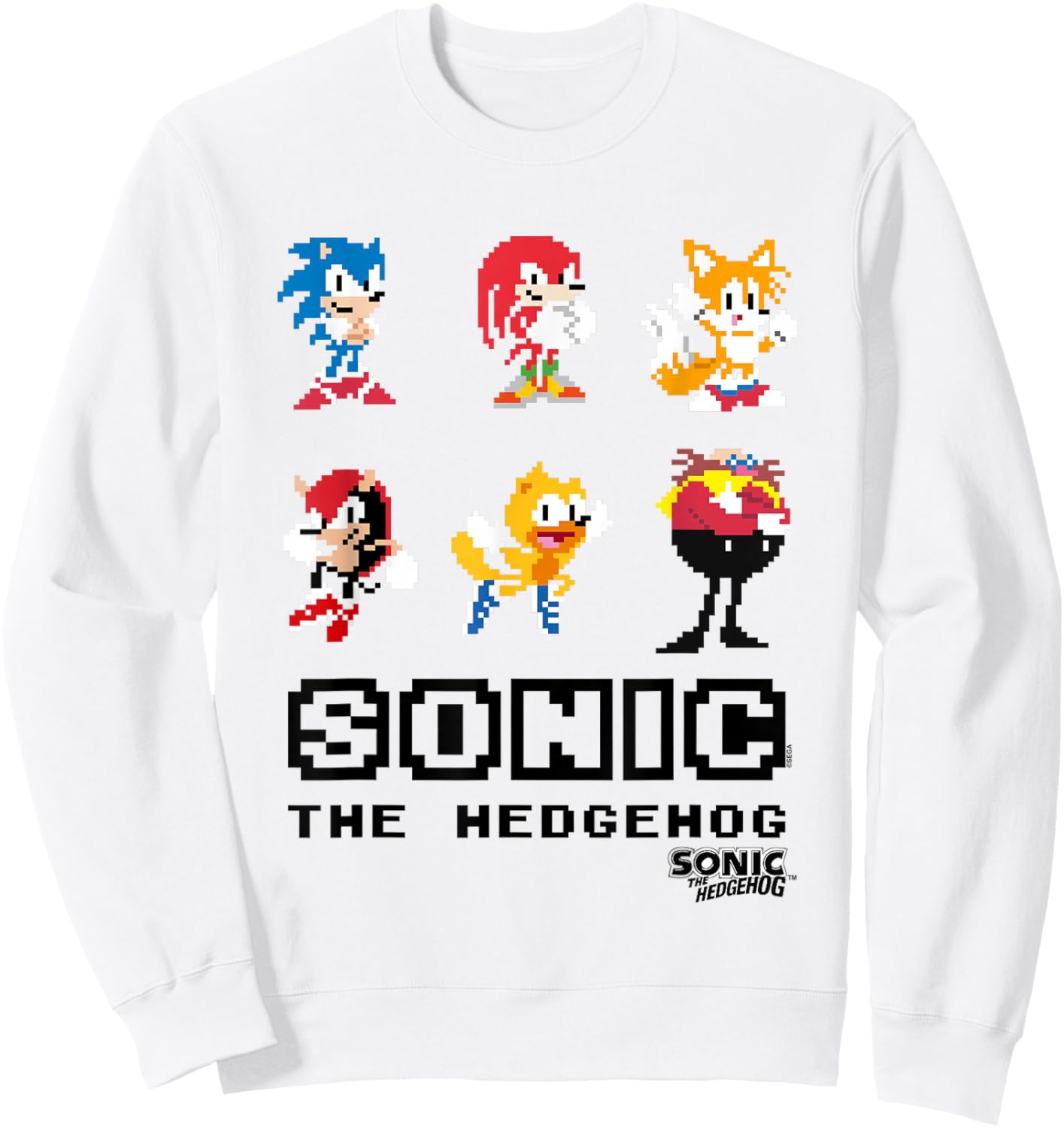 Sonic The Hedgehog Friends & Foes Pixel Art Group Shot Sweatshirt - Sweatshirt | White