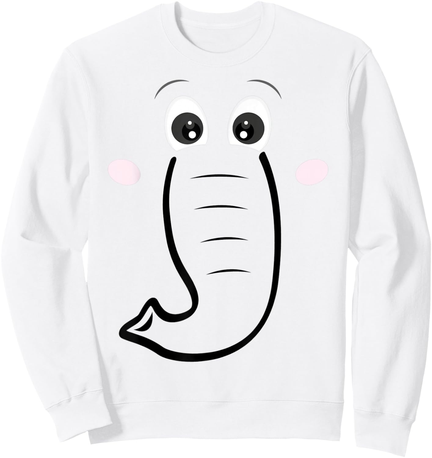 Elephant Face, Cartoon Style, Easy Halloween Costume Sweatshirt - Sweatshirt | White