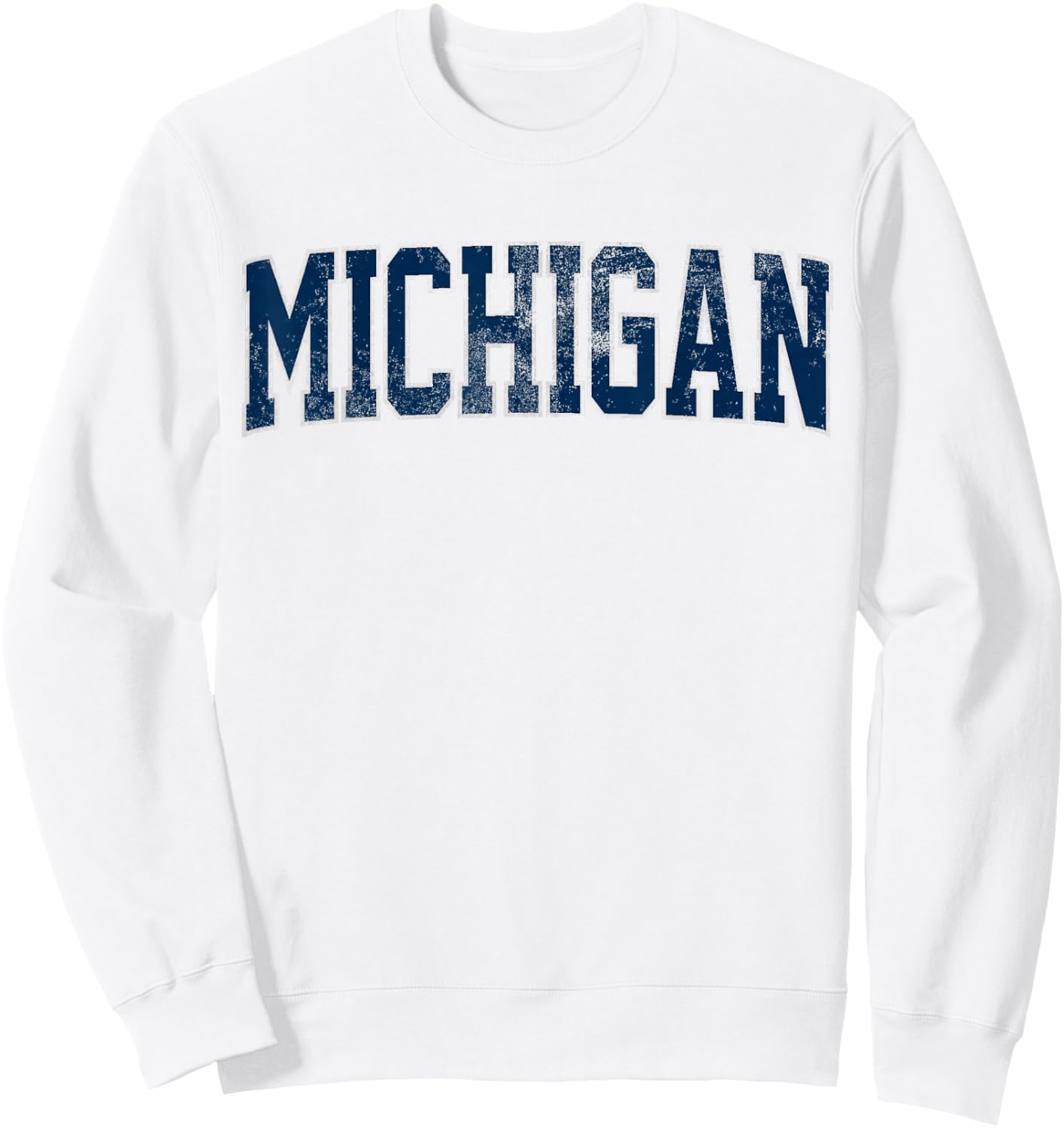 Vintage Michigan Look Maize Blue Men Retro Font Michigan Sweatshirt - Sweatshirt | White