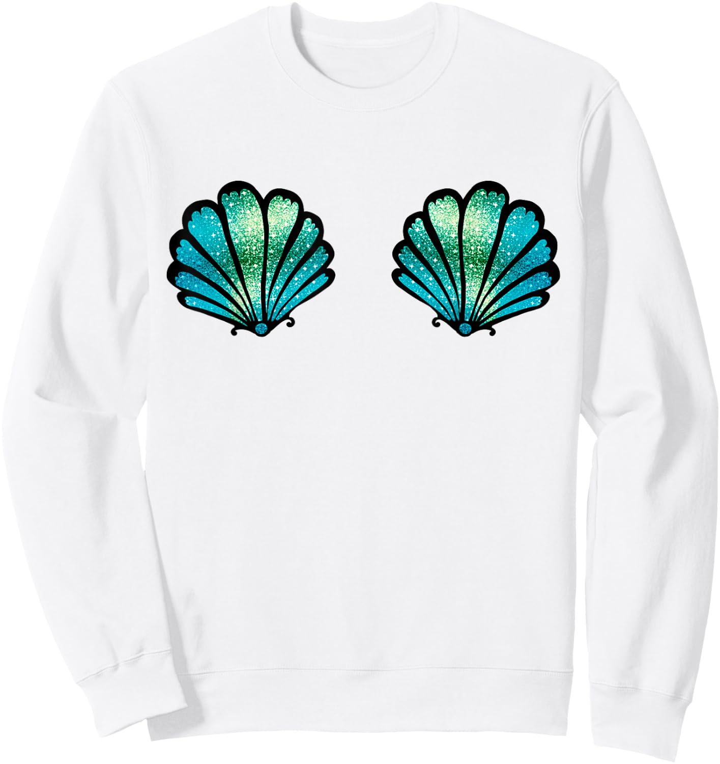 Mermaid, Seashell, Sea, Shell, Bikini, Carnival, Halloween Sweatshirt - Sweatshirt | White