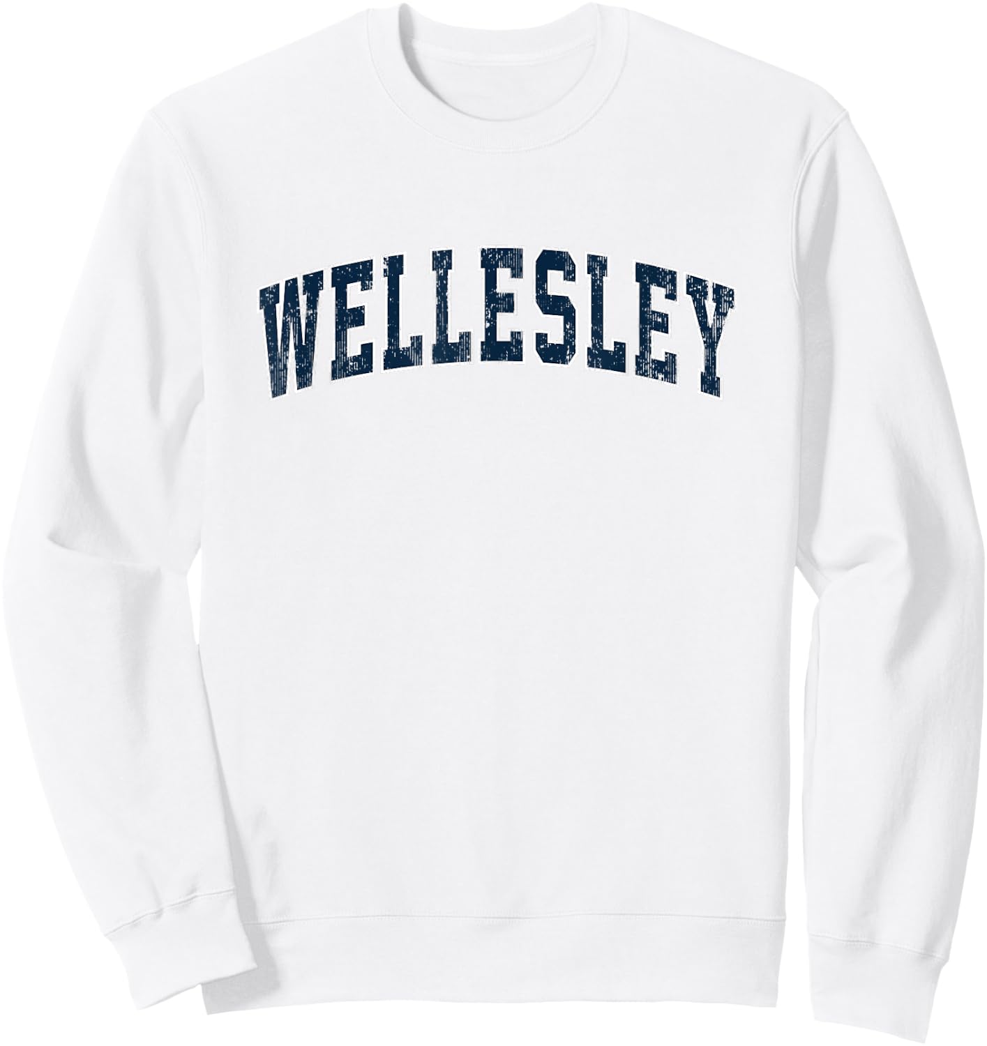 Wellesley Massachusetts MA Vintage Sports Design Navy Design Sweatshirt - Sweatshirt | White