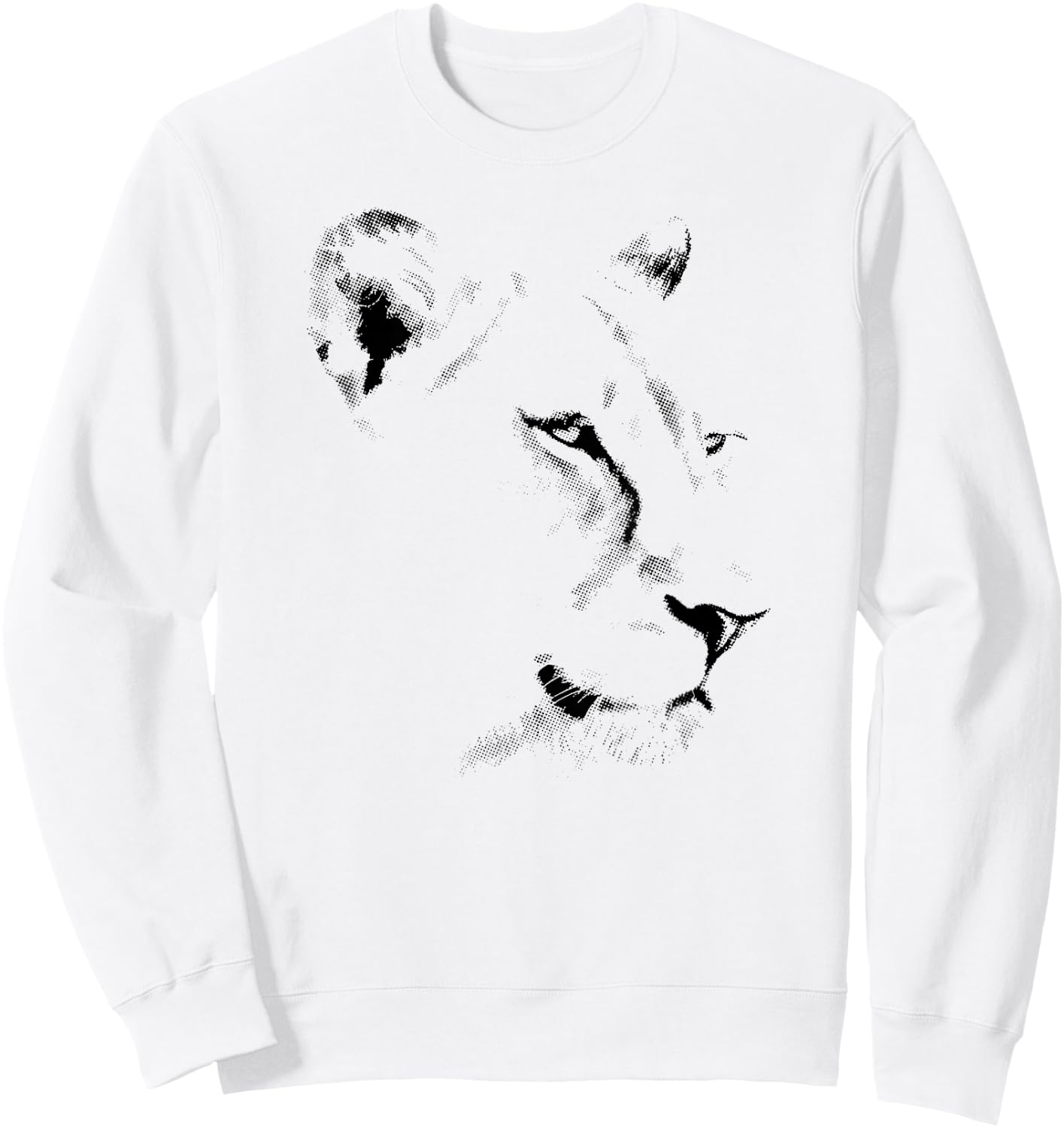 Lion Face in Minimalist Halftone Dots African Wildlife Sweatshirt - Sweatshirt | White