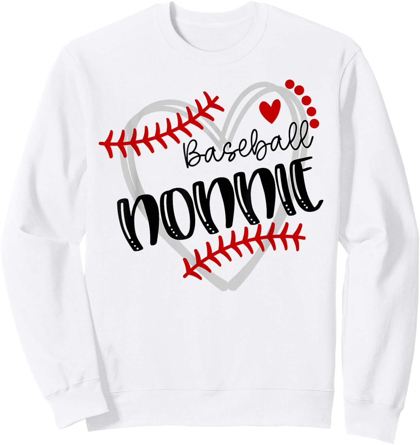 Personalized Baseball Heart Cute Nonnie Women Baseball Sweatshirt - Sweatshirt | White