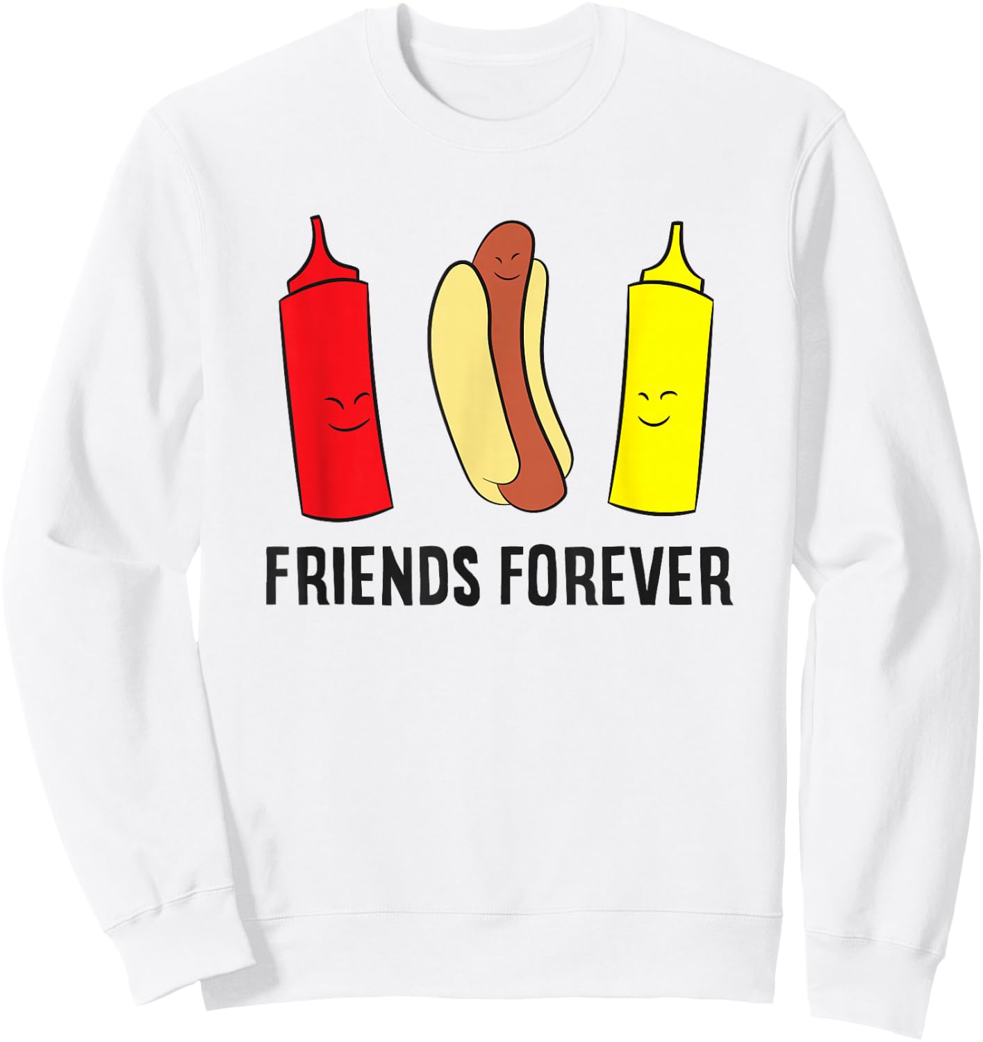 Hotdog Ketchup Mustard Friends Forever Funny Hot Dog Sweatshirt - Sweatshirt | White