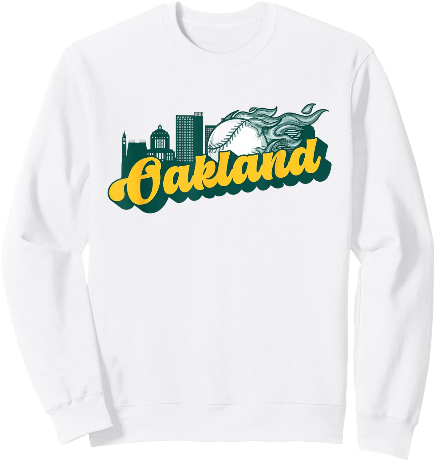 Oakland Baseball Vintage City Skyline Retro Baseball Lover Sweatshirt - Sweatshirt | White