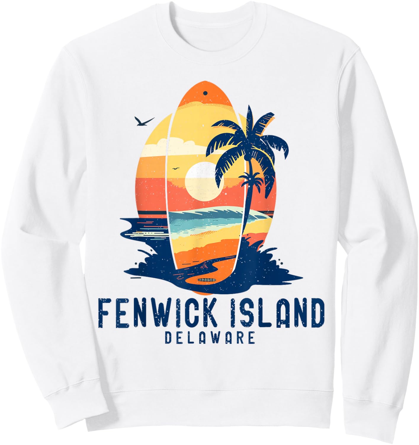 Vintage Fenwick Island Delaware Surfboard Beach Sweatshirt - Sweatshirt | White