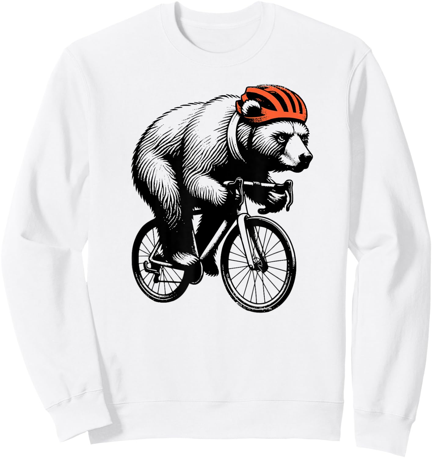 Cycling Bear Cyclist Racing Bike Exercise Sweatshirt - Sweatshirt | White