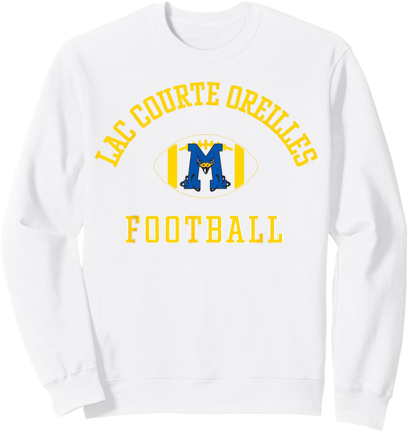 Lac Courte Oreilles Ojibwe School Migiziwag Football Sweatshirt - Sweatshirt | White