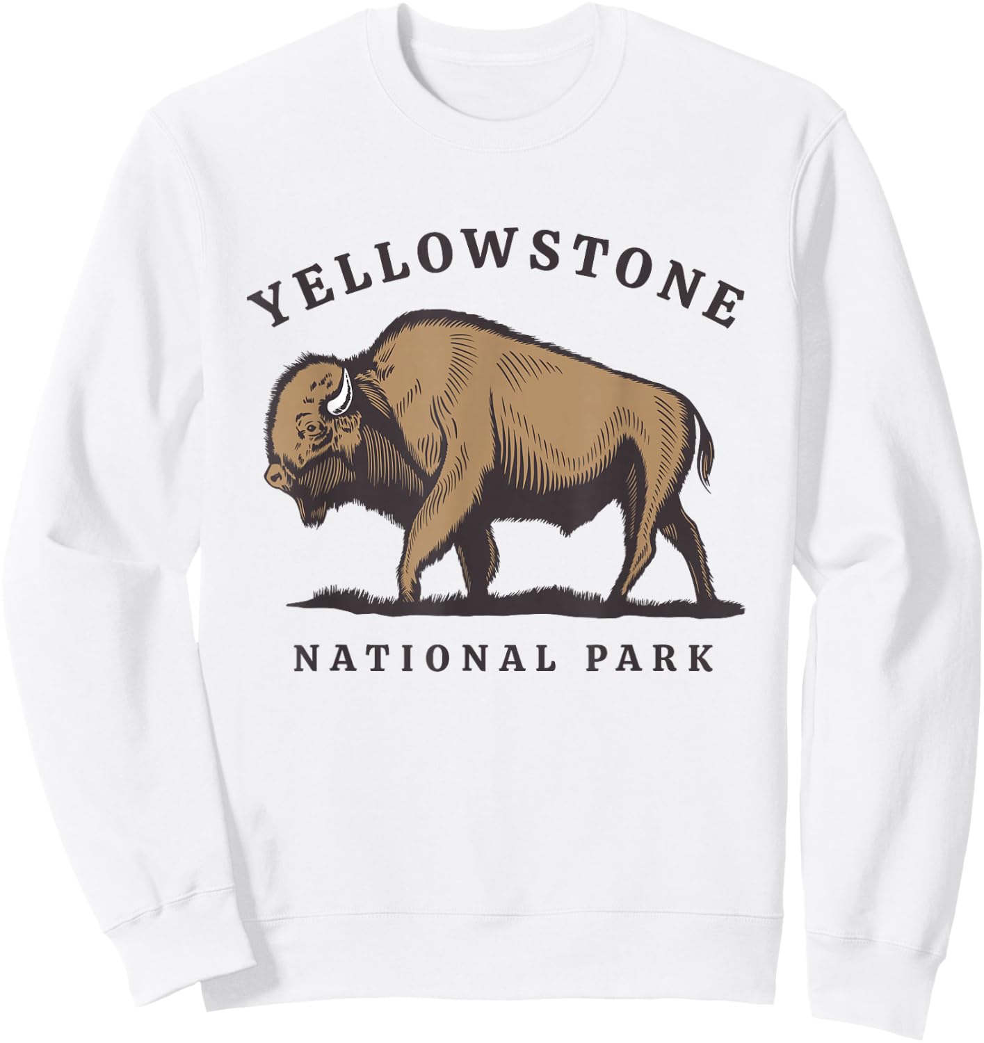 Yellowstone National Park Vintage Buffalo Bison Retro Sweatshirt - Sweatshirt | White