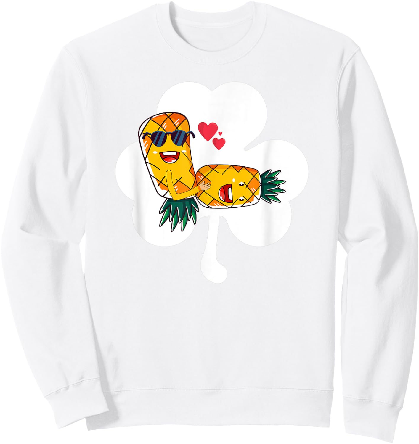 Lucky Swinger Upside Down Pineapple Making Love Shamrock Sweatshirt - Sweatshirt | White