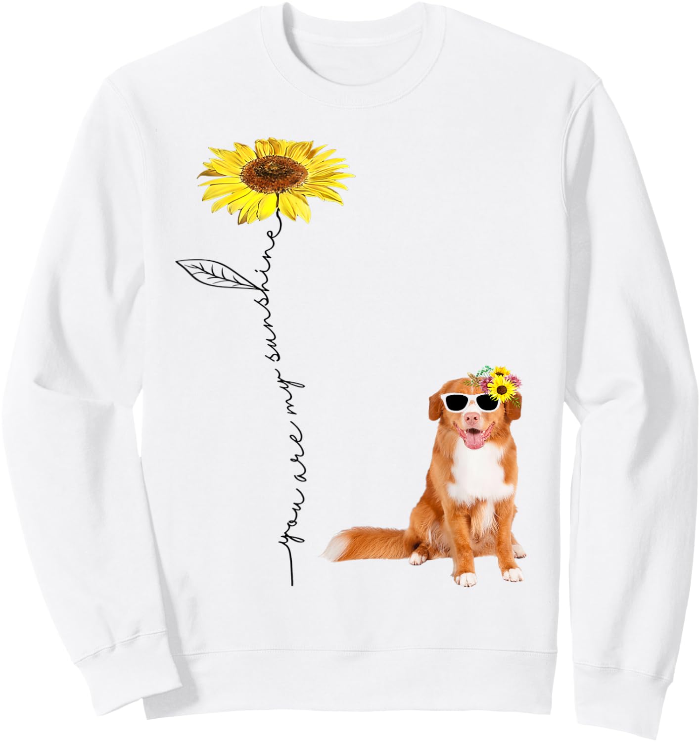 Sunflower and Nova Scotia Duck Tolling Retriever Sweatshirt - Sweatshirt | White