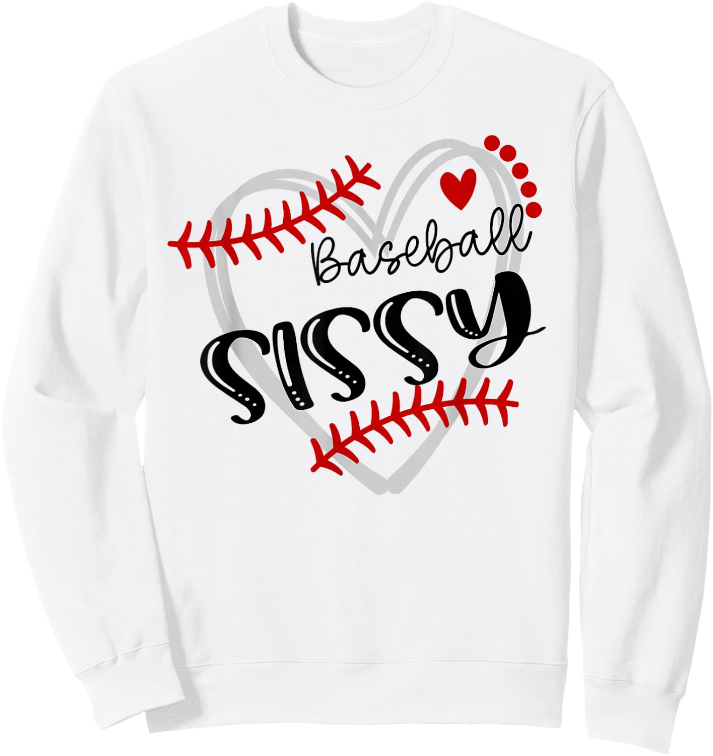 Personalized Baseball Heart Cute Sissy Women Baseball Sweatshirt - Sweatshirt | White