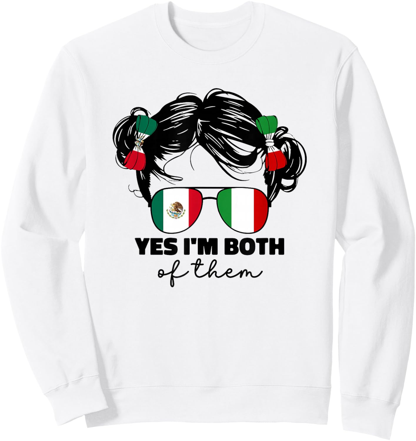 Girls Half Mexican And Italian Mexico Italy Flag Kids Girl Sweatshirt - Sweatshirt | White