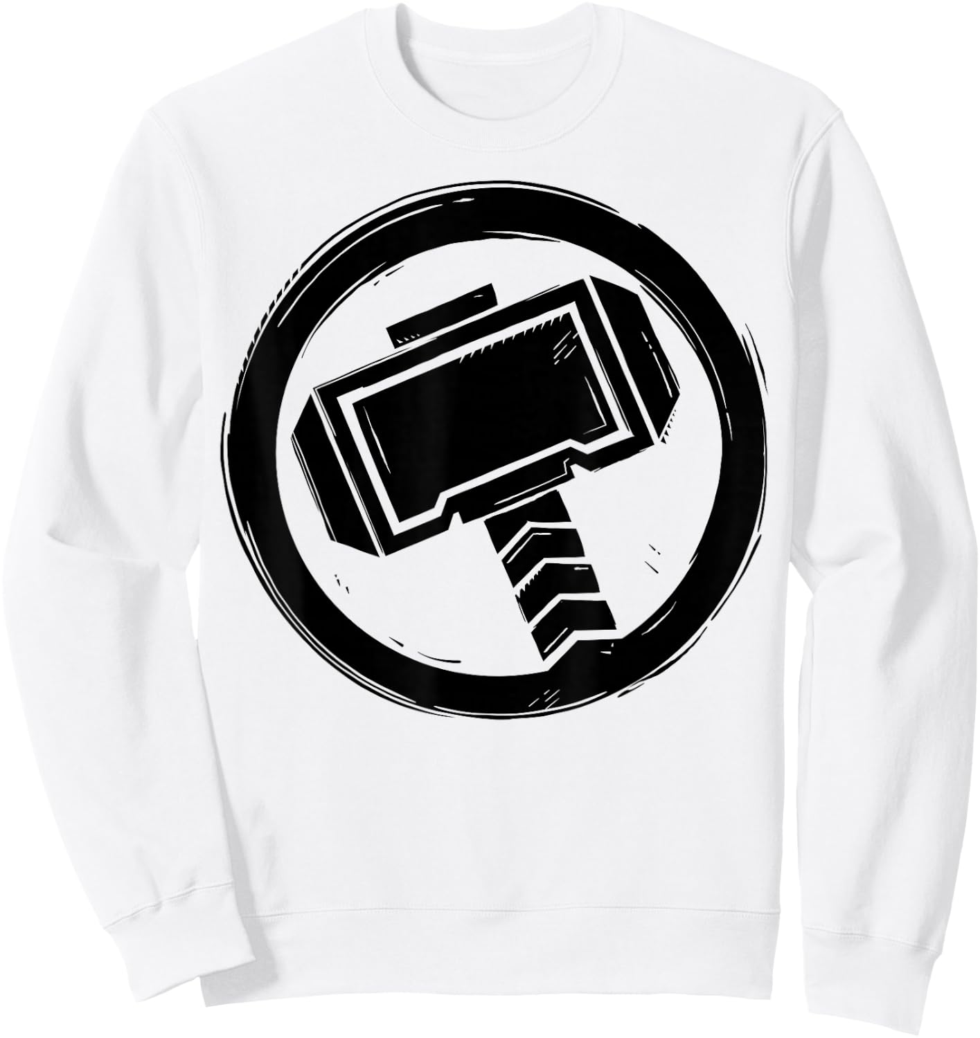 Marvel Thor Woodcut Hammer Logo Sweatshirt - Sweatshirt | White