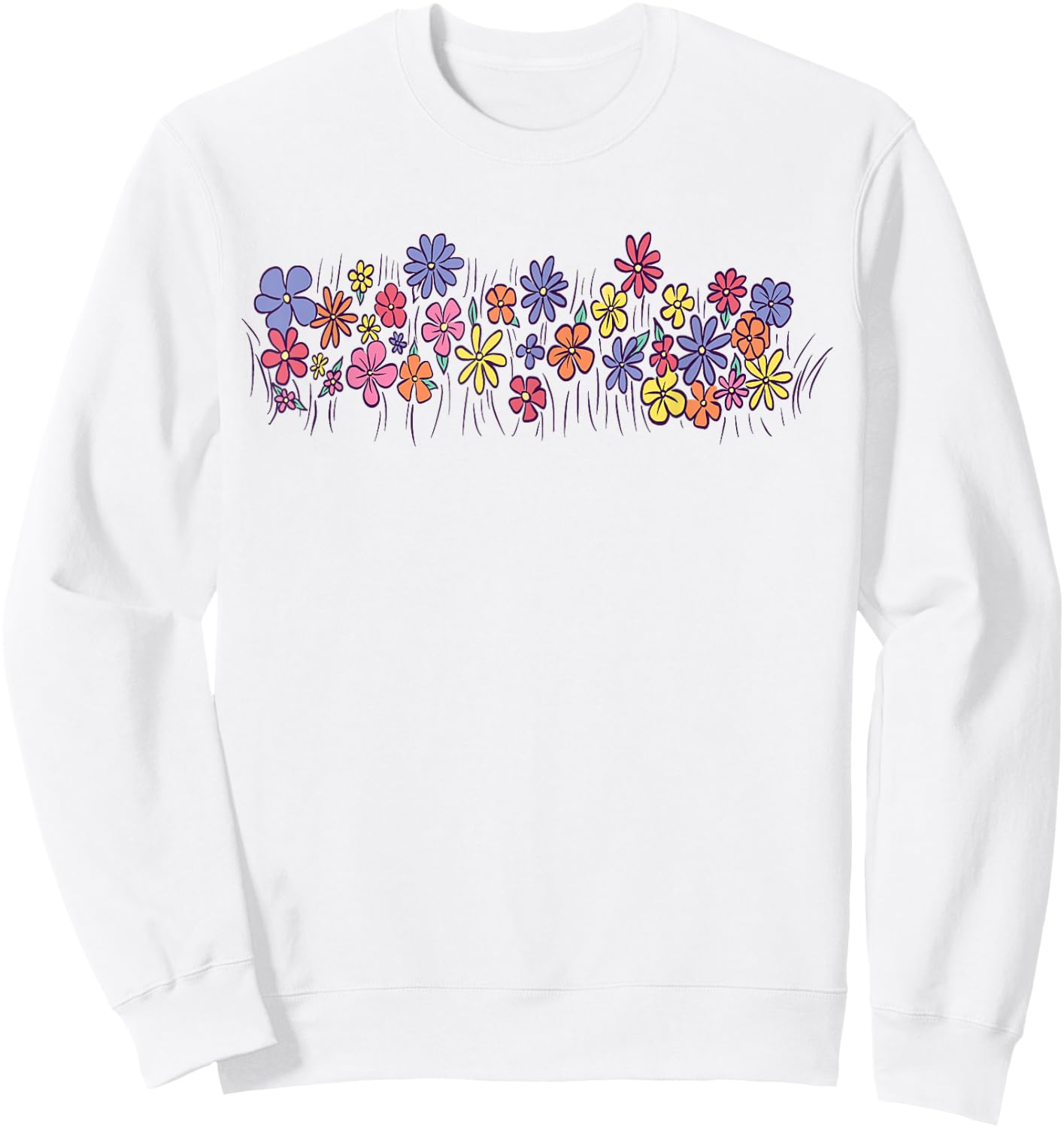 Colourful Flowers Sweatshirt - Sweatshirt | White