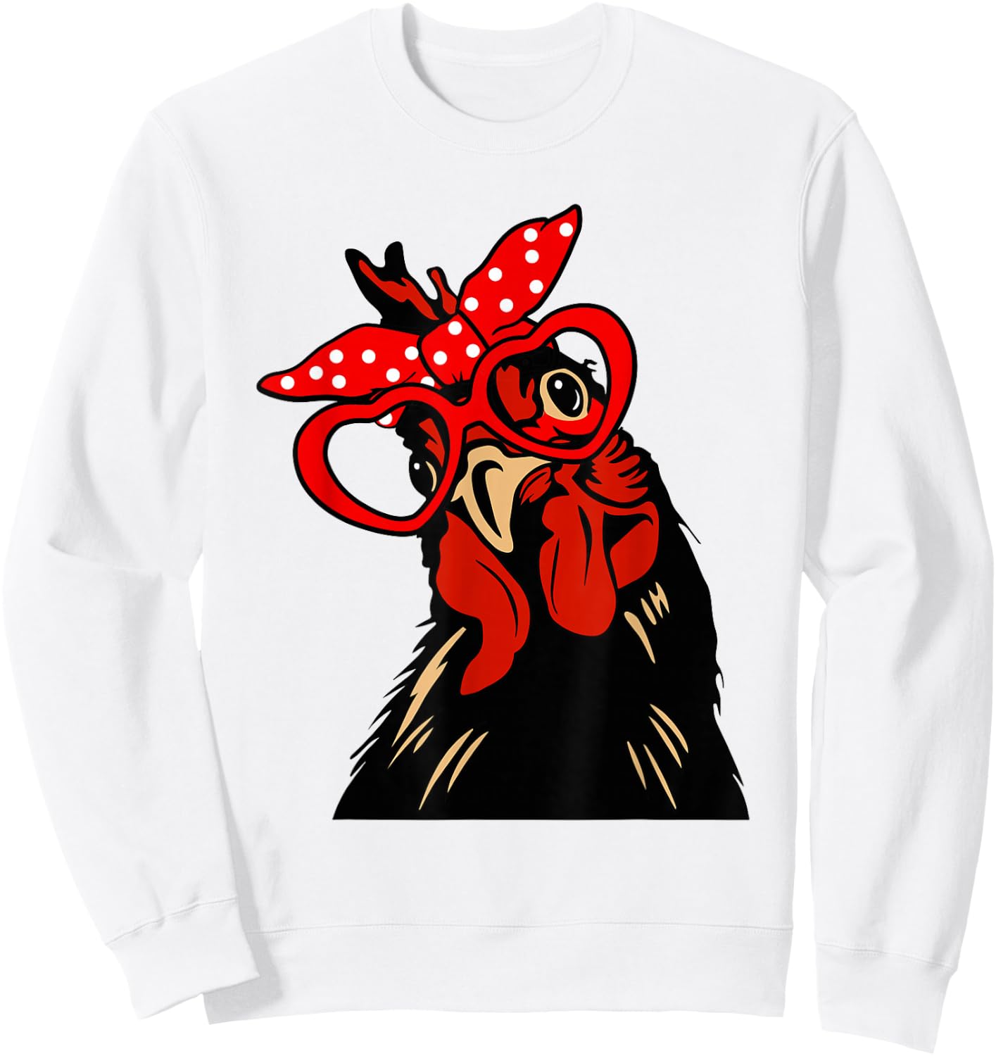 Chicken with bandana headband and glasses cute Sweatshirt - Sweatshirt | White