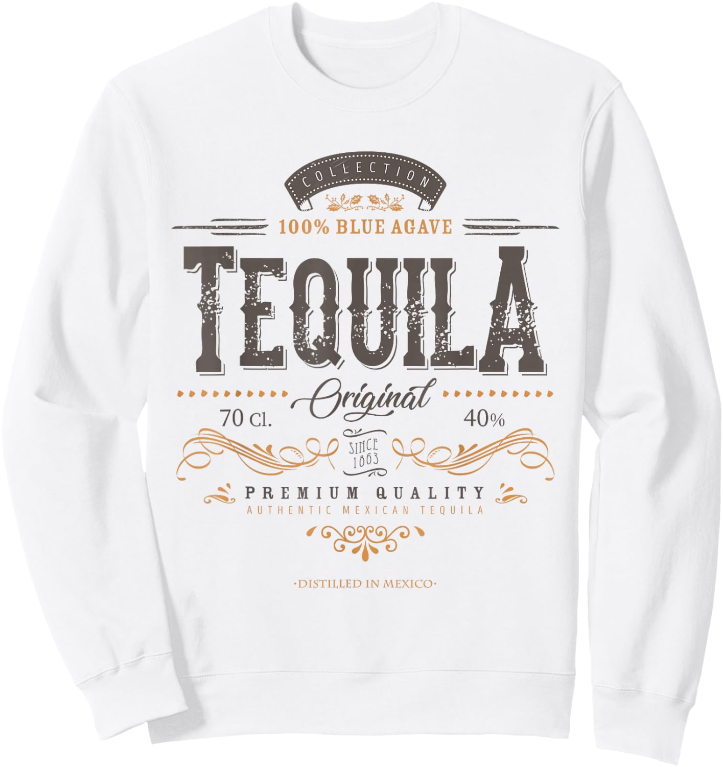 Mexican Tequila Cinco De Mayo Vintage Distressed Labell Sweatshirt - Sweatshirt | White