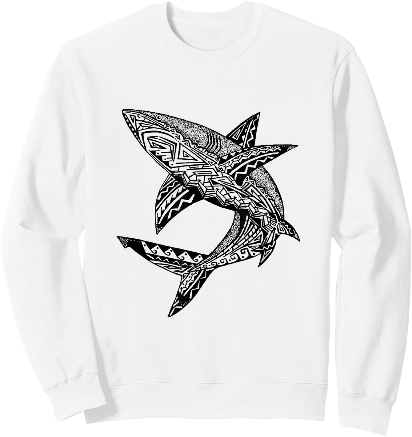 Tribal Shark Sweatshirt - Sweatshirt | White